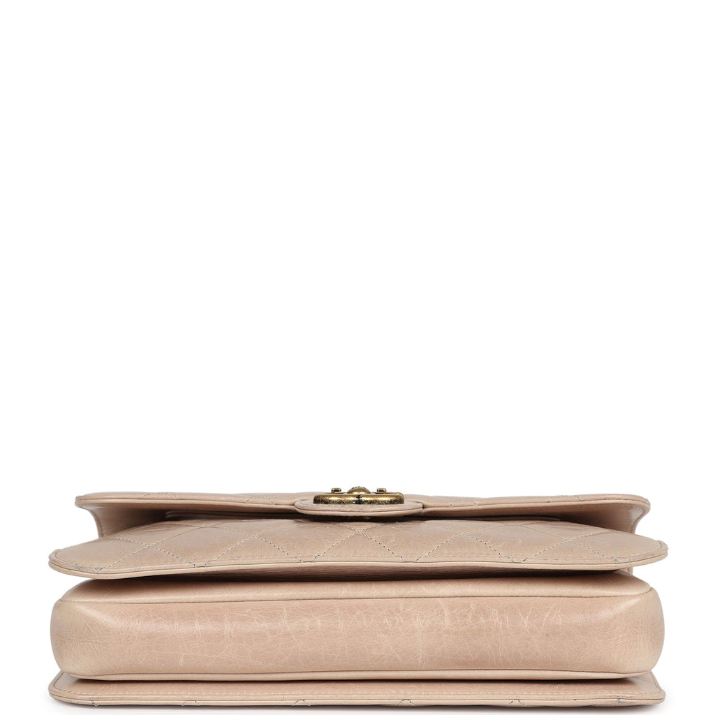 Chanel Perfect Edge Flap Bag Beige Aged Calfskin Antique Gold Hardware