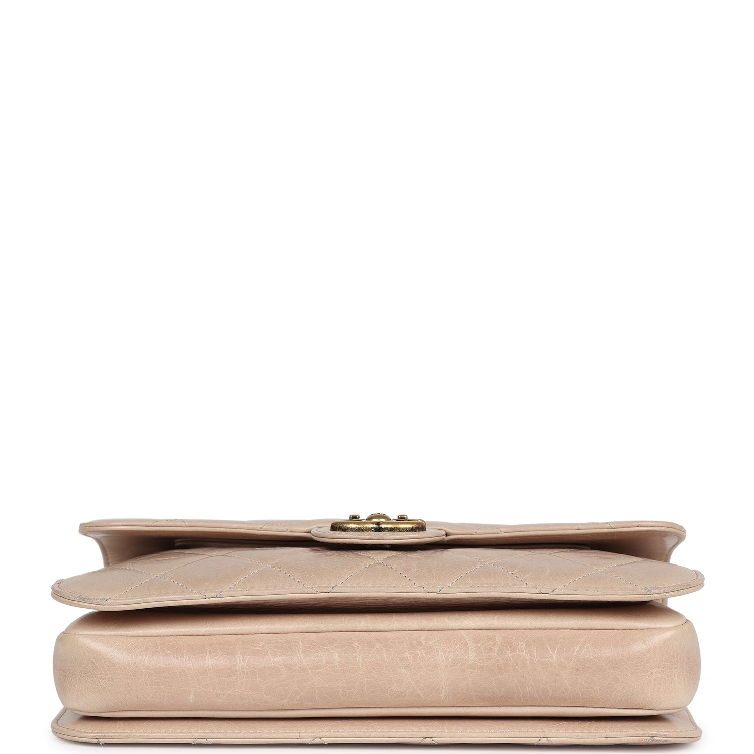 Chanel Perfect Edge Flap Bag Beige Aged Calfskin Antique Gold Hardware