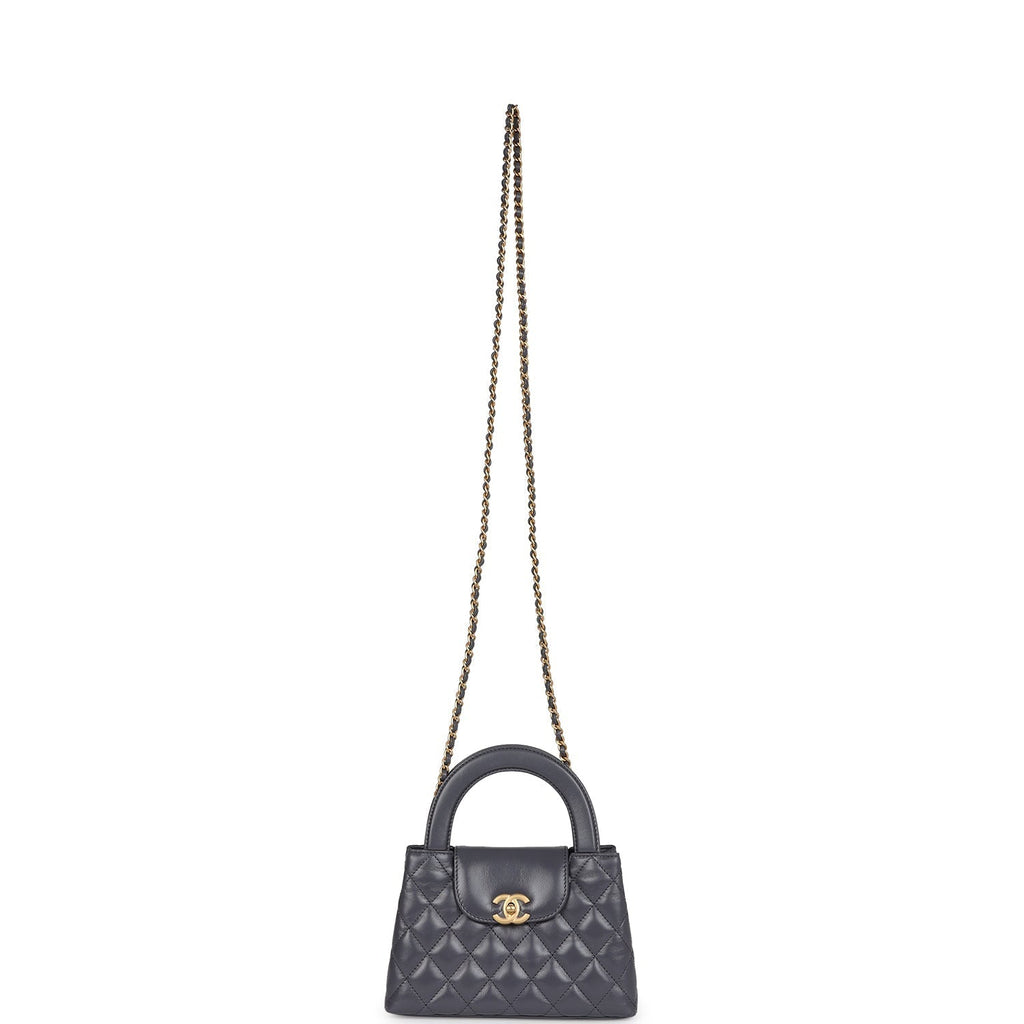 Chanel Small Kelly Shopper Dark Grey Shiny Aged Calfskin Brushed Gold Hardware