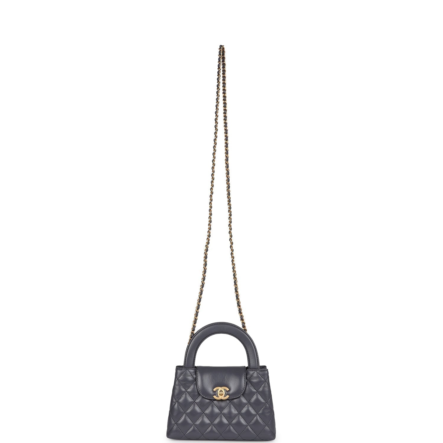 Chanel Small Kelly Shopper Dark Grey Shiny Aged Calfskin Brushed Gold Hardware