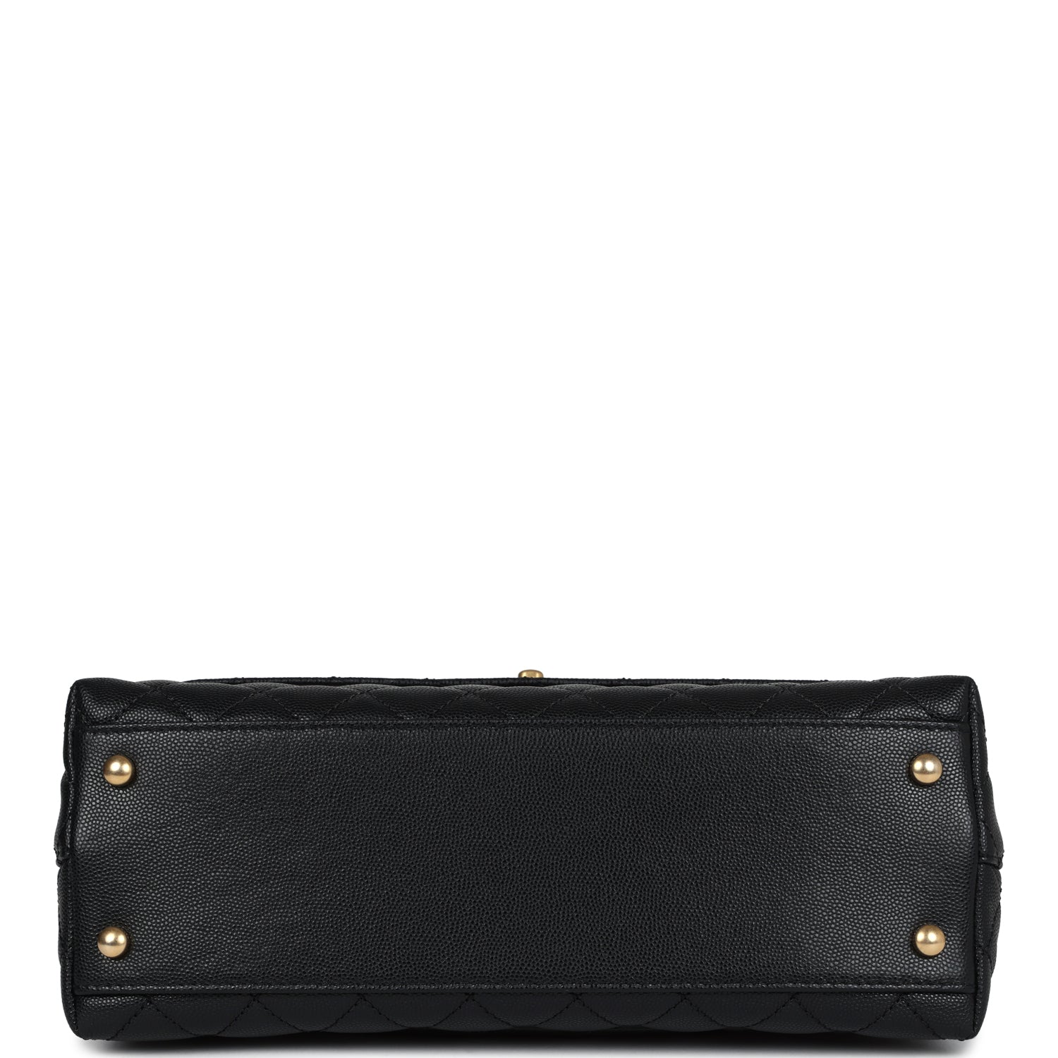Chanel Medium Coco Top Handle Black Chevron Caviar Brushed Gold Hardware