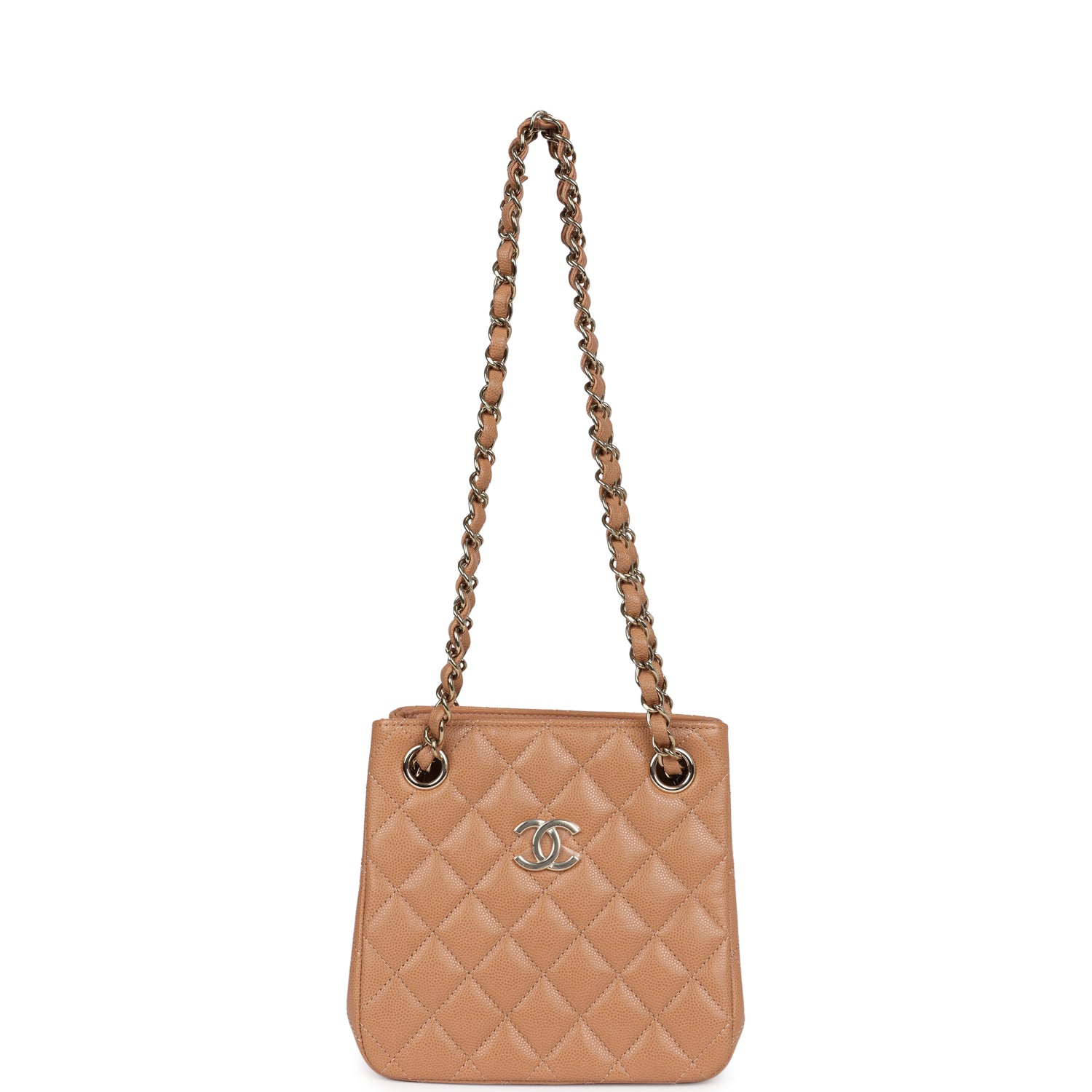 Chanel Mini Shopping Tote Caramel Caviar Light Gold Hardware