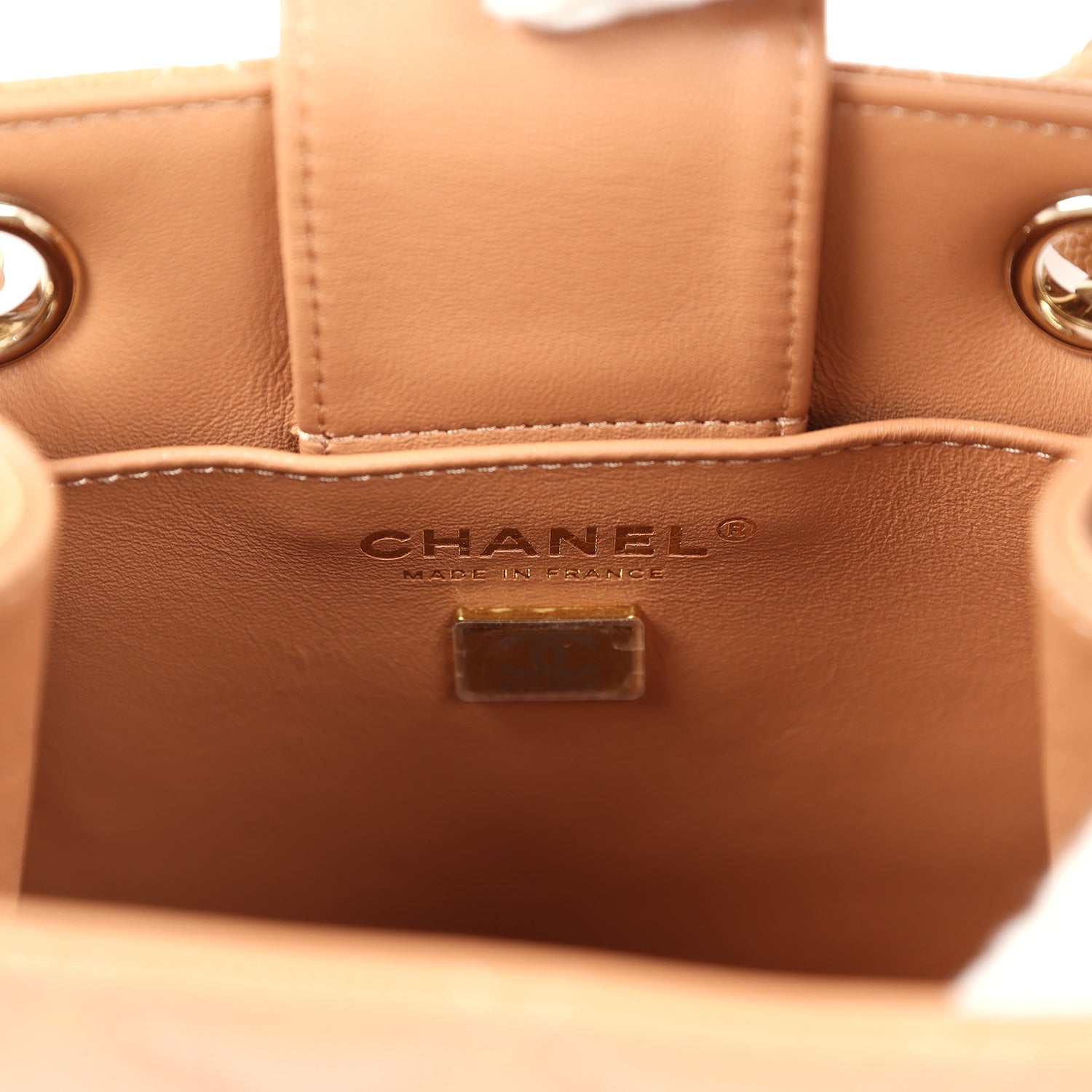 Chanel Mini Shopping Tote Caramel Caviar Light Gold Hardware