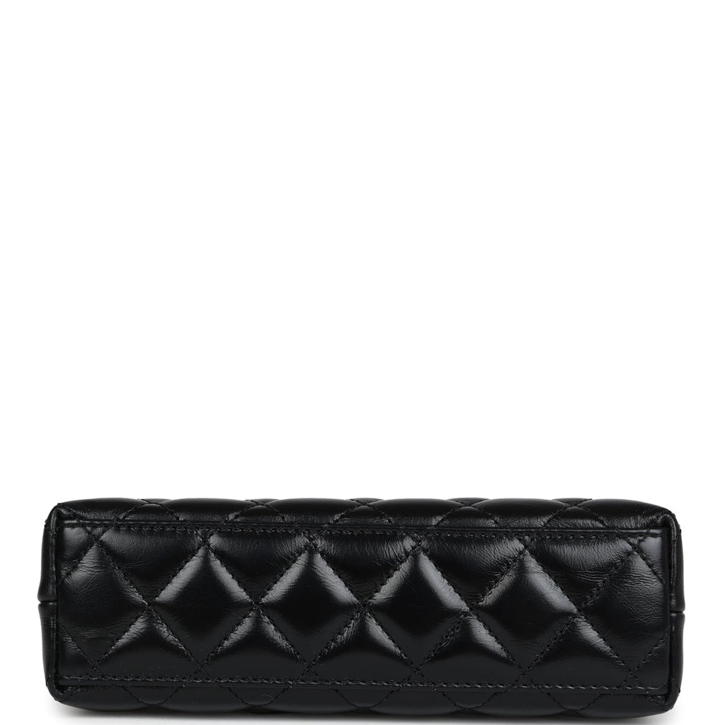 Chanel Small Kelly Shopper Black Shiny Aged Calfskin Brushed Gold Hardware