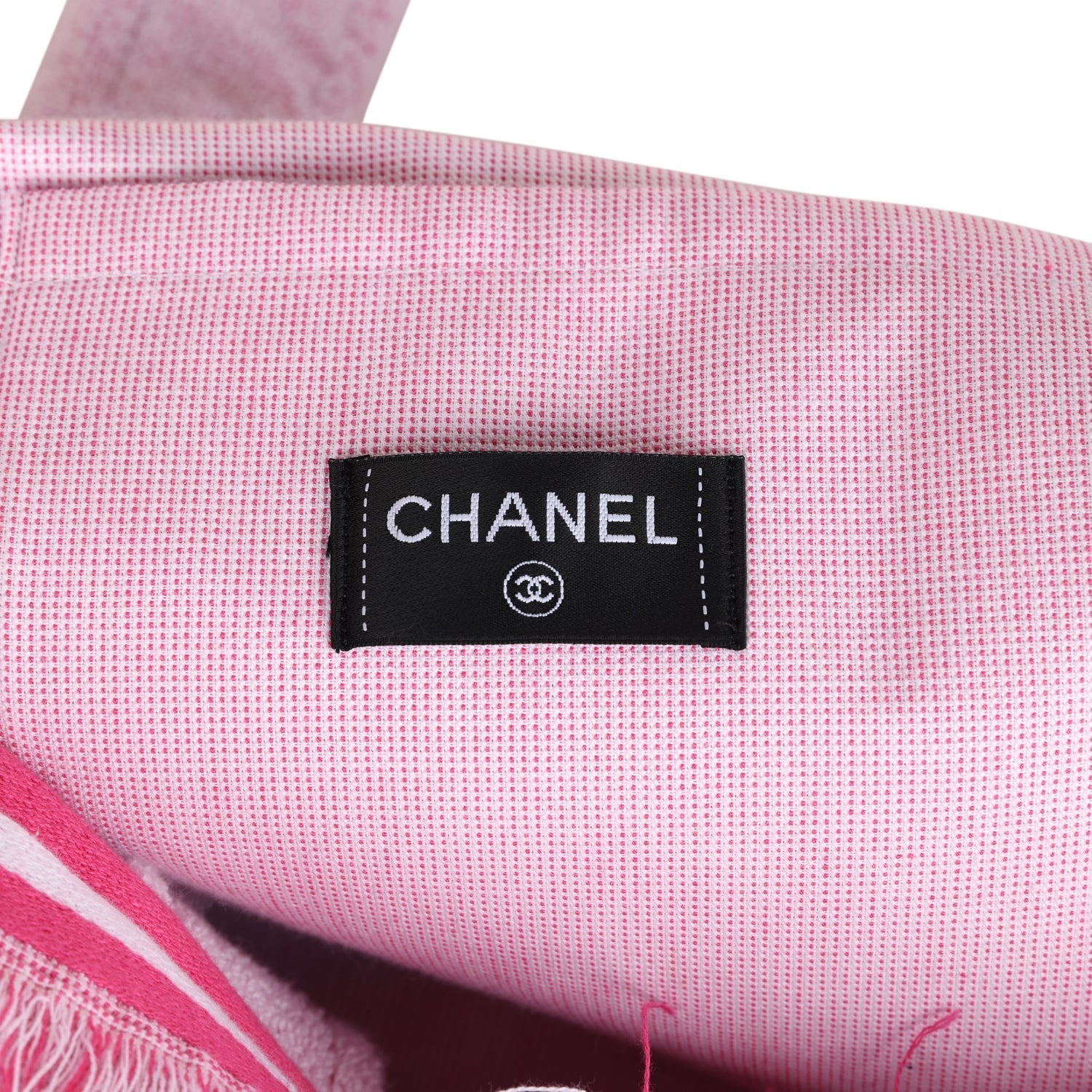 Chanel CC Beach Tote Bag & Towel Set Pink & White Canvas & Terry
