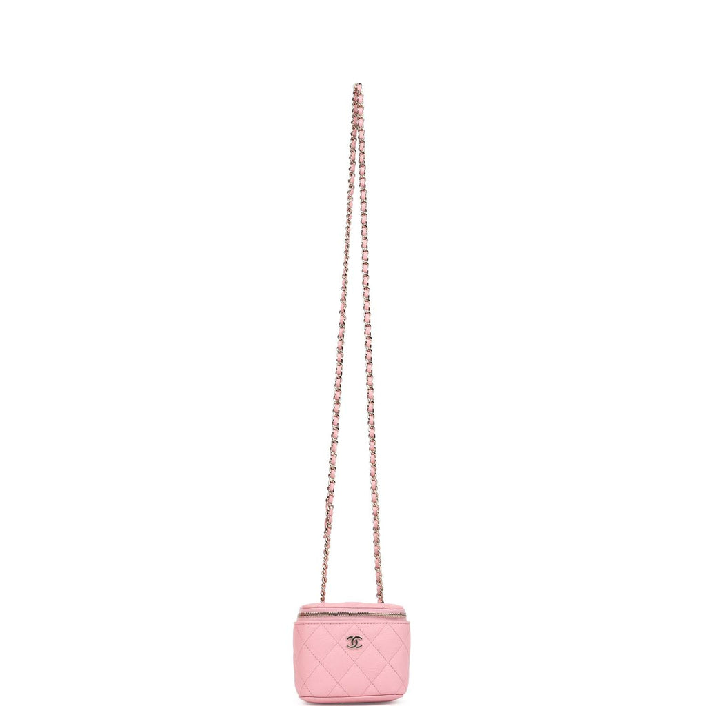 Chanel Mini Square Vanity Case Crossbody Bag Pink Caviar Light Gold Hardware