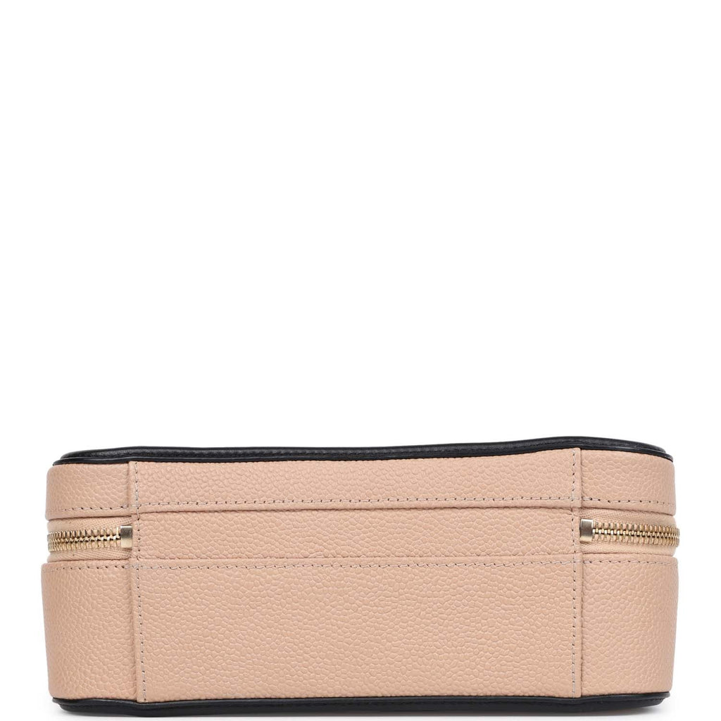 Chanel Medium CC Filigree Vanity Case Black and Beige Caviar Antique Gold Hardware