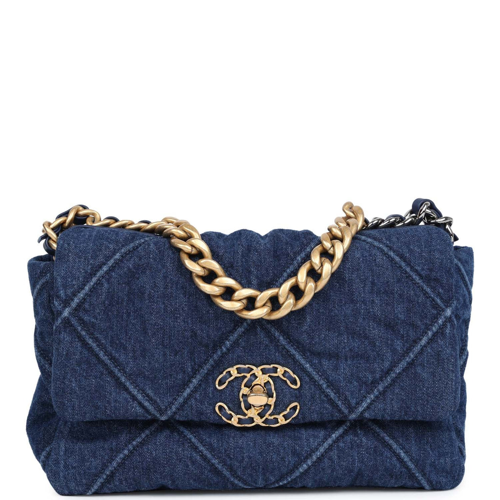 Chanel Medium 19 Flap Dark Blue Denim Mixed Metal Hardware
