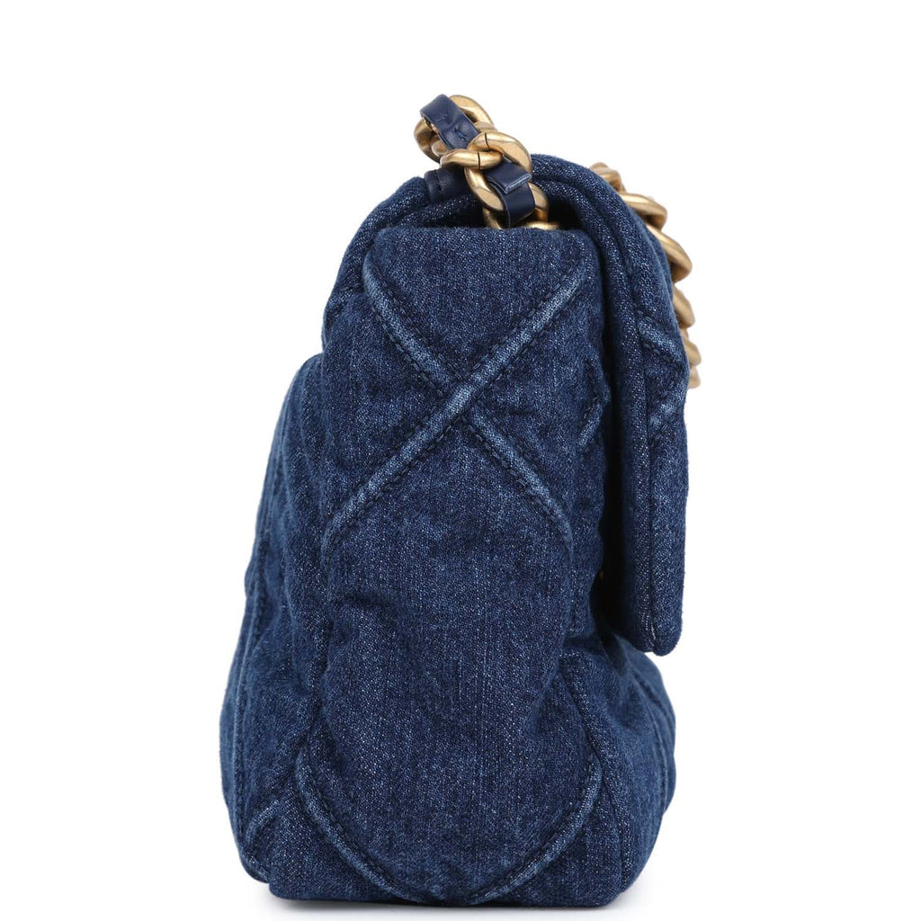 Chanel Medium 19 Flap Dark Blue Denim Mixed Metal Hardware