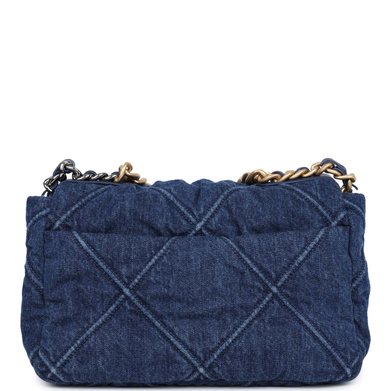 Chanel Medium 19 Flap Dark Blue Denim Mixed Metal Hardware
