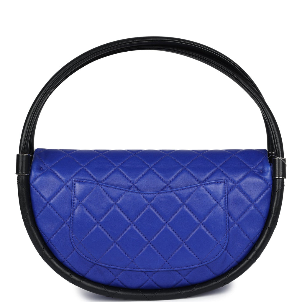 Chanel Small Hula Hoop Bag Dark Blue and Black Lambskin Ruthenium Hardware