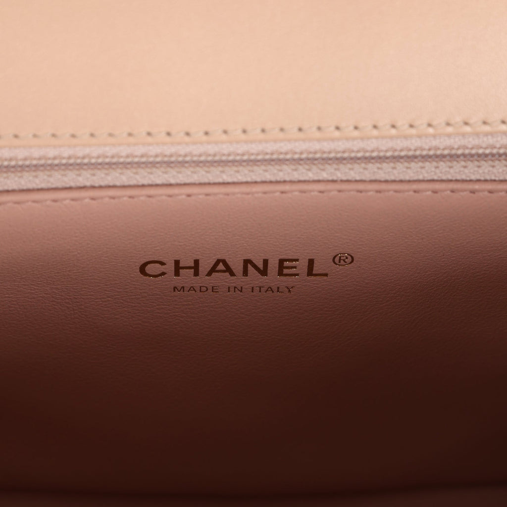 Chanel Medium CC Filigree Flap Bag Beige Caviar Brushed Gold Hardware
