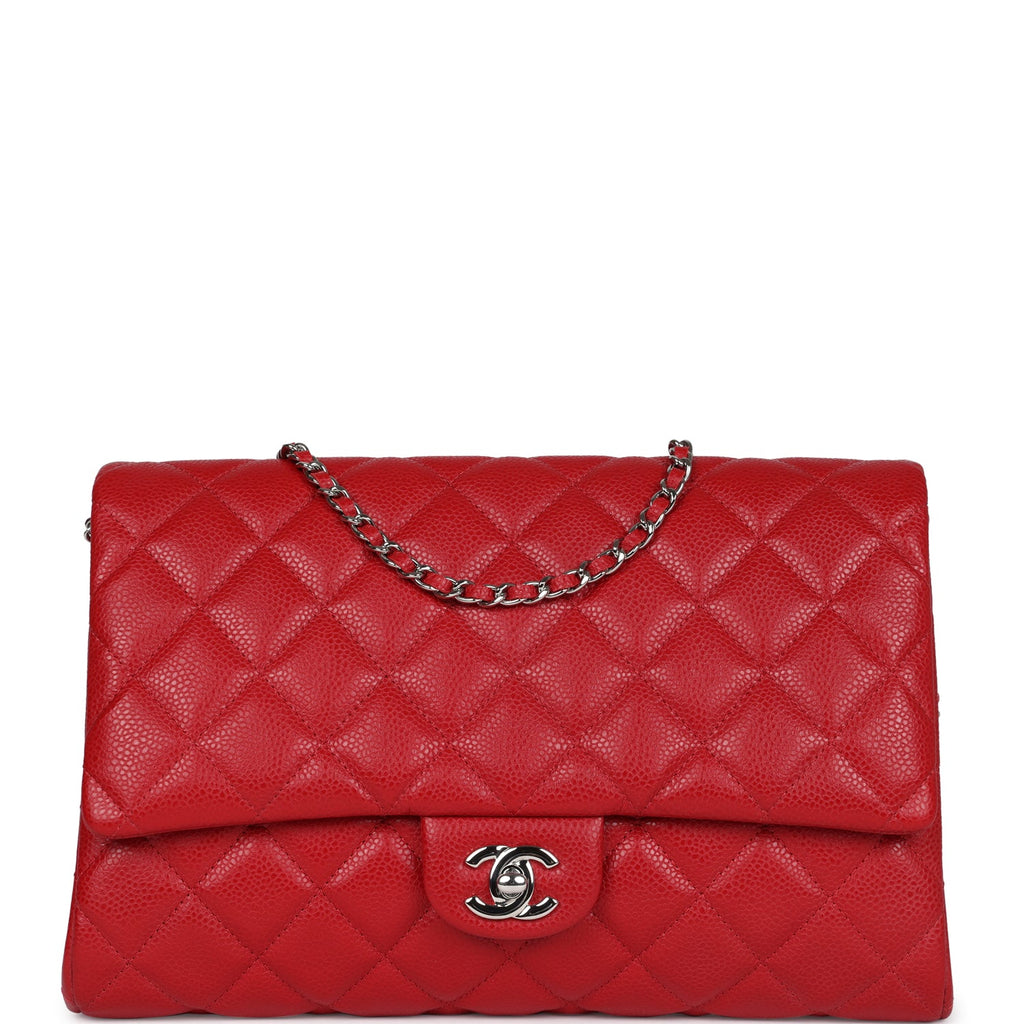 Chanel Clutch with Chain Bag Red Caviar Silver Hardware - Remaining Balance