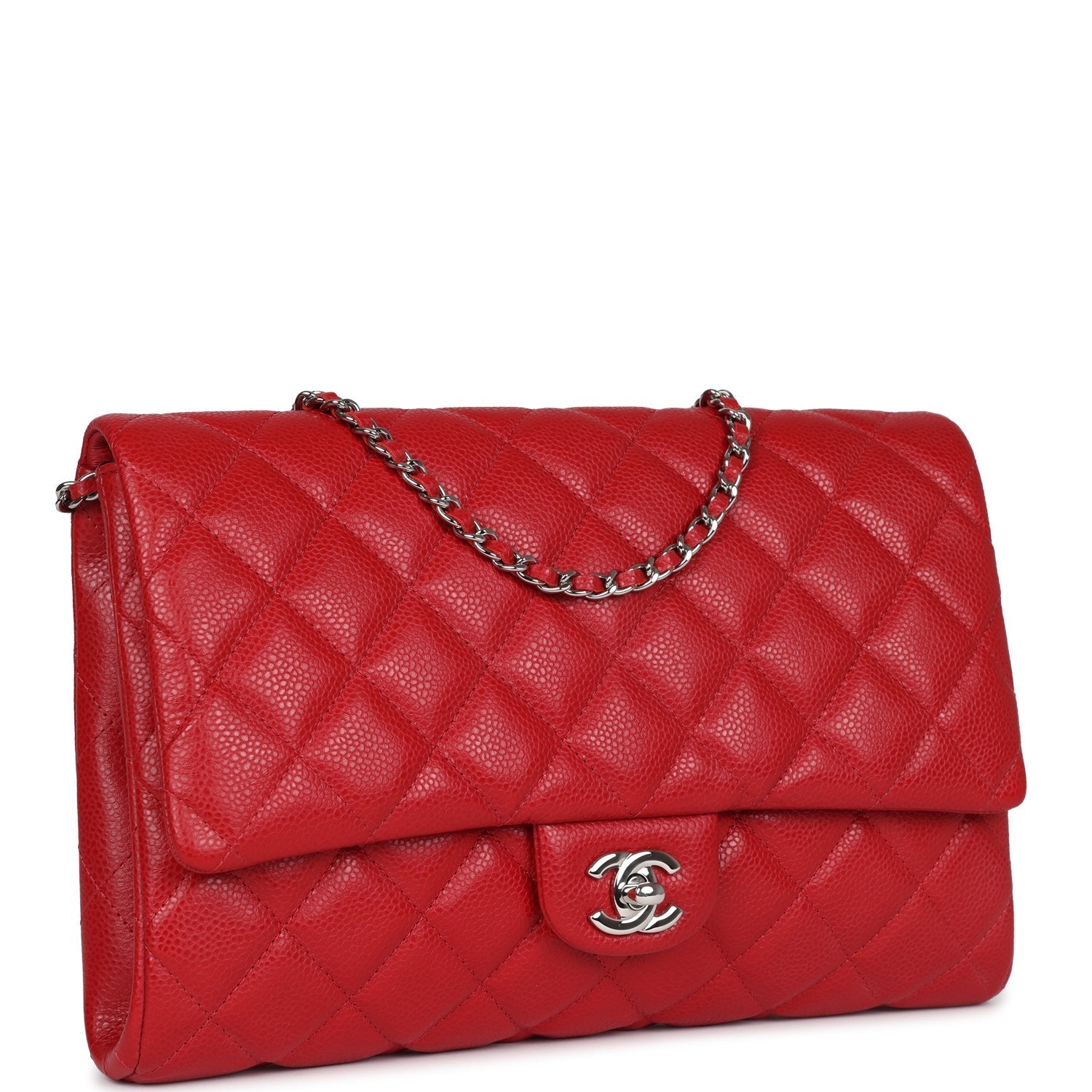 Chanel Clutch with Chain Bag Red Caviar Silver Hardware - Remaining Balance