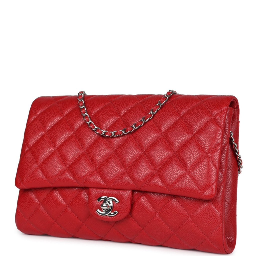 Chanel Clutch with Chain Bag Red Caviar Silver Hardware - Remaining Balance
