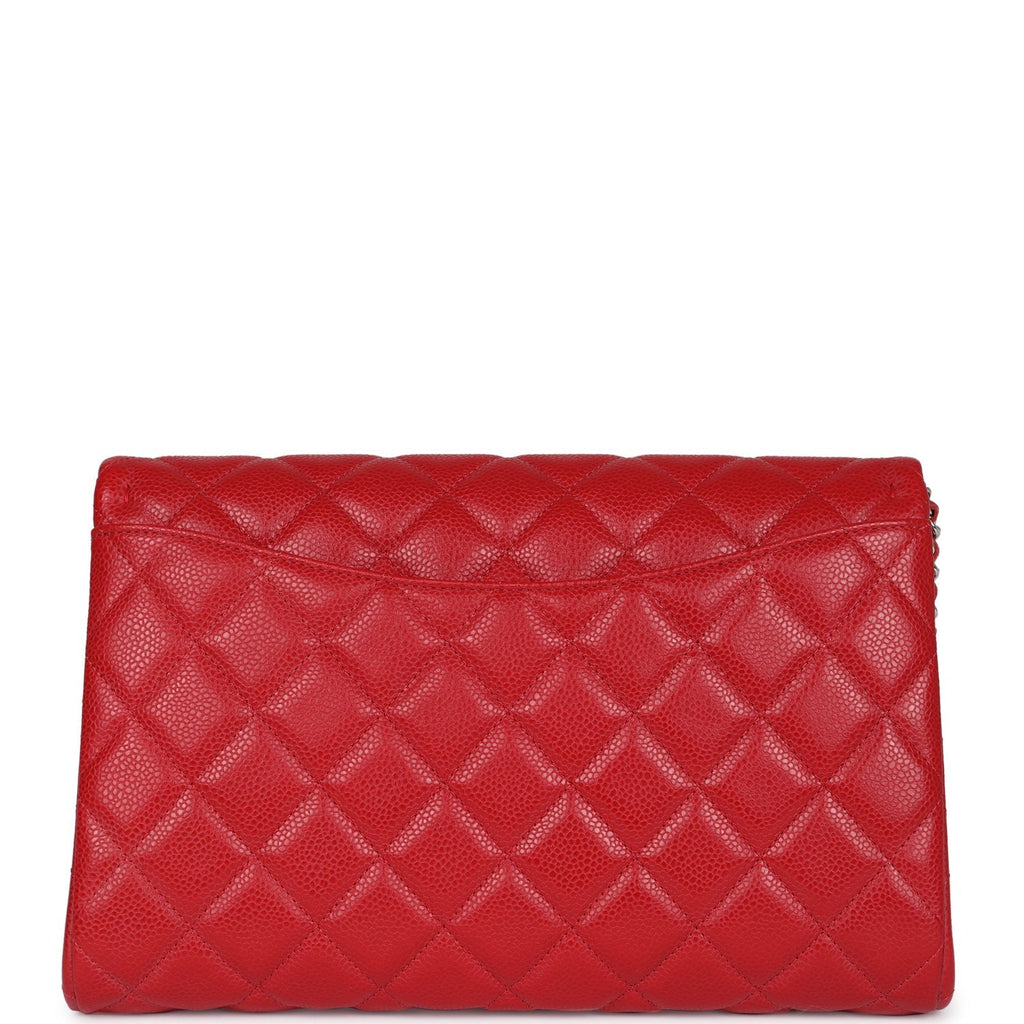 Chanel Clutch with Chain Bag Red Caviar Silver Hardware