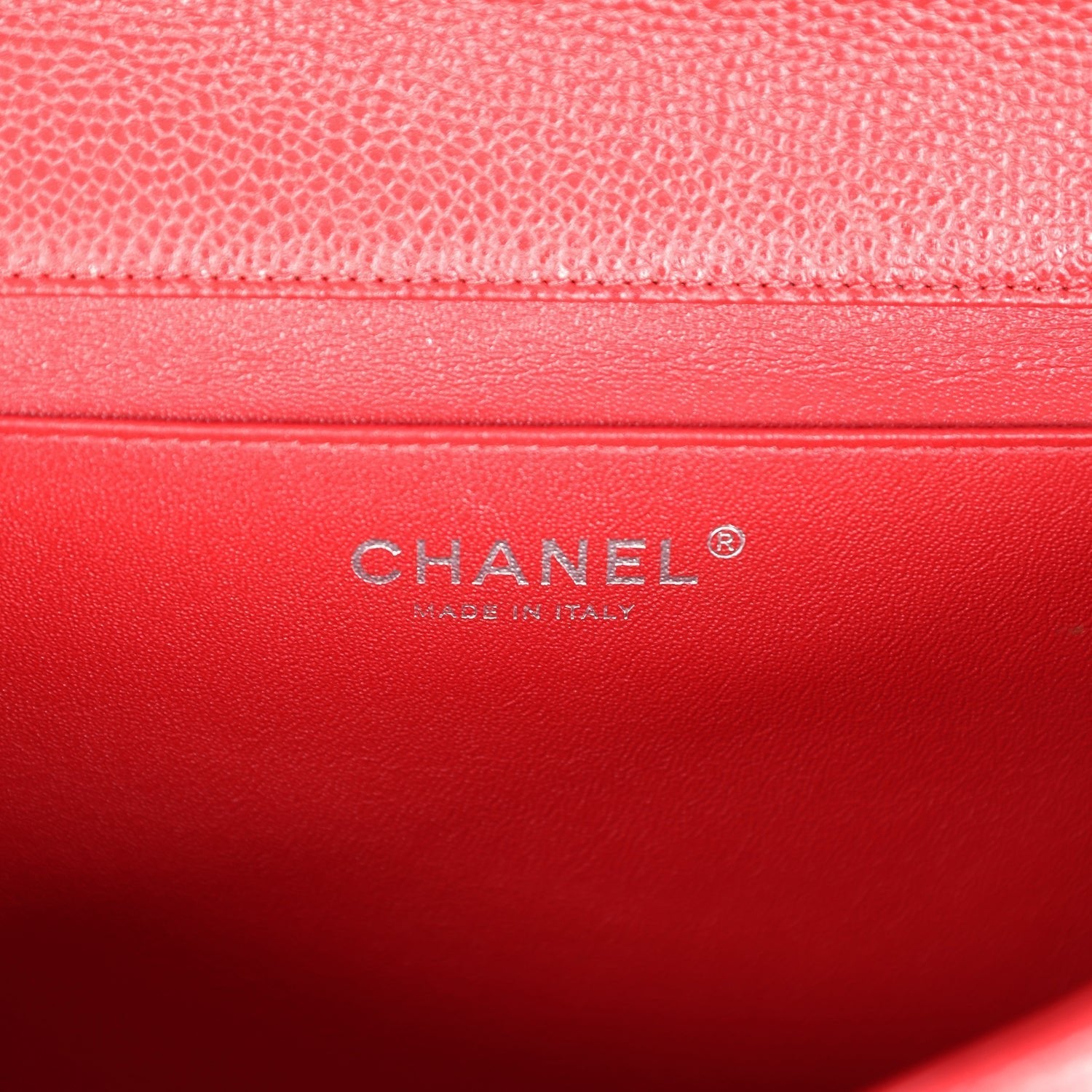 Chanel Clutch with Chain Bag Red Caviar Silver Hardware