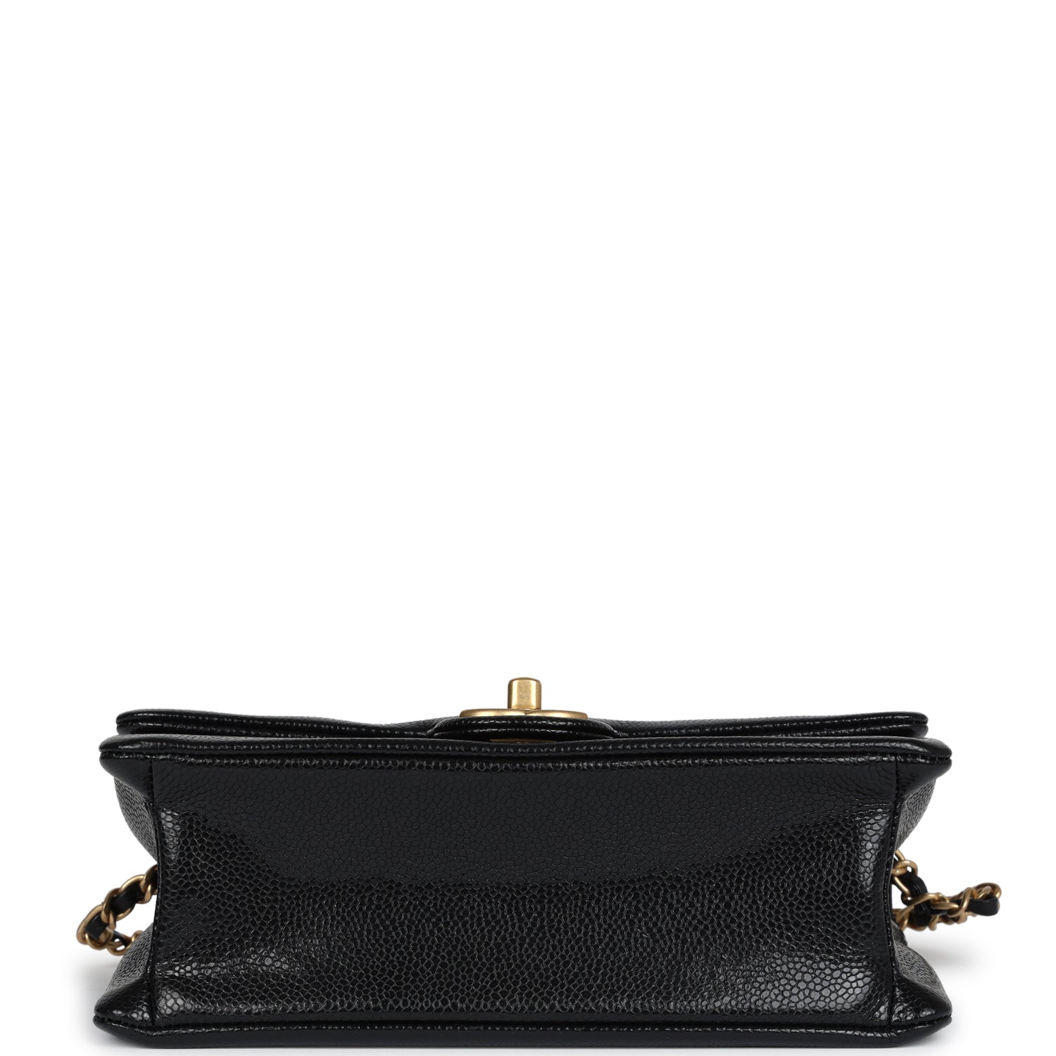 Chanel Small Flap Bag Black Shiny Grained Calfskin Brushed Gold Hardware