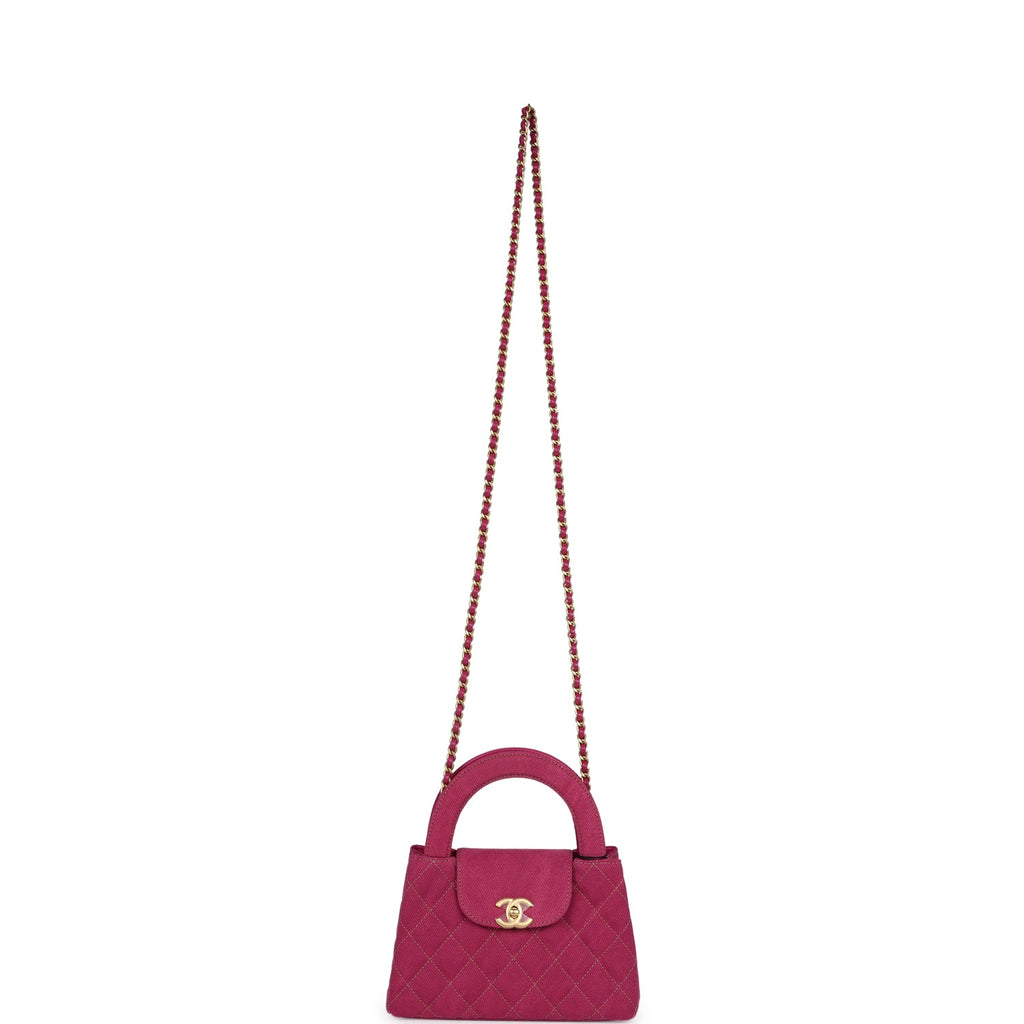 Chanel Small Kelly Shopper Pink Washed Denim Brushed Gold Hardware