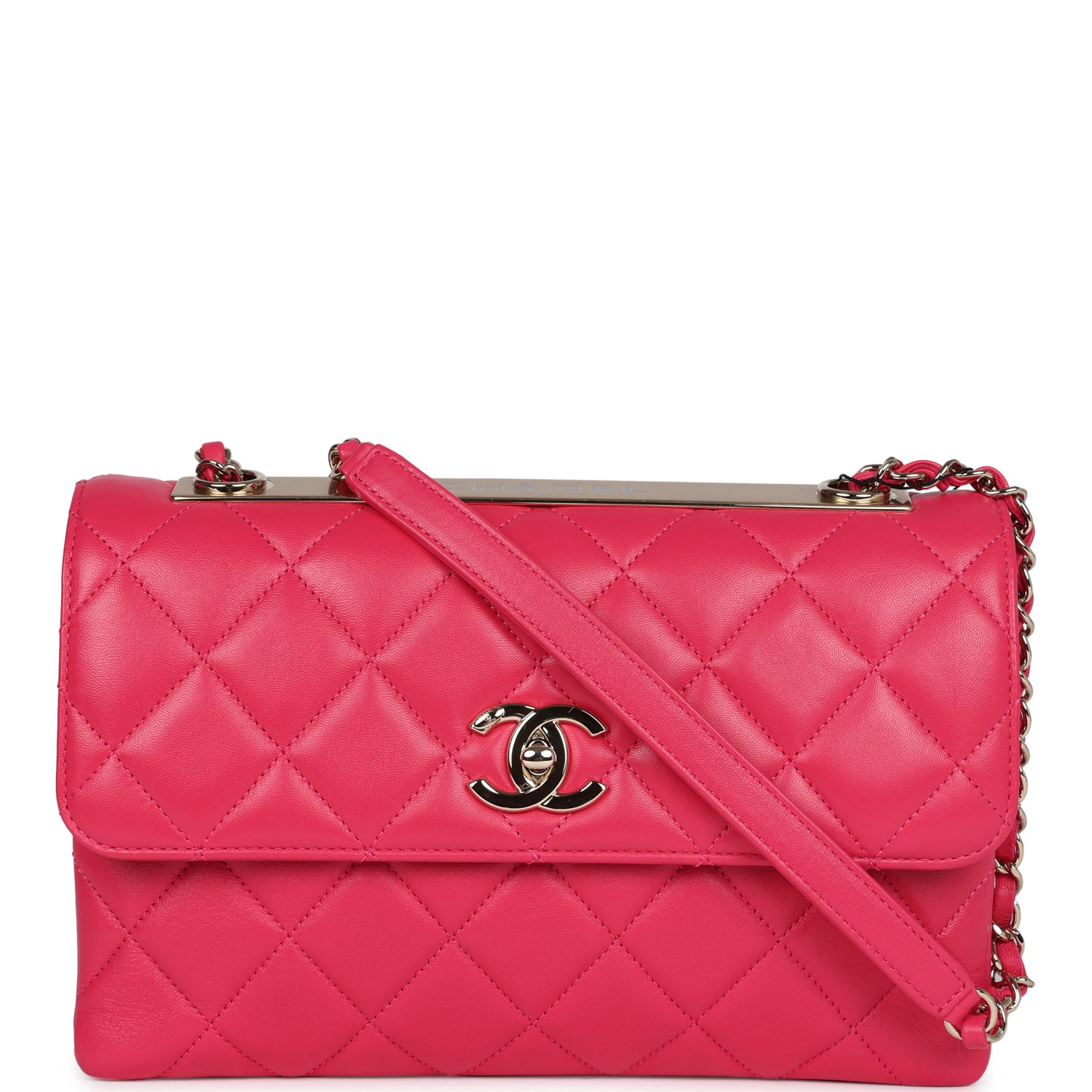 Chanel Medium Trendy CC Flap Bag Dark Pink Lambskin Light Gold Hardware