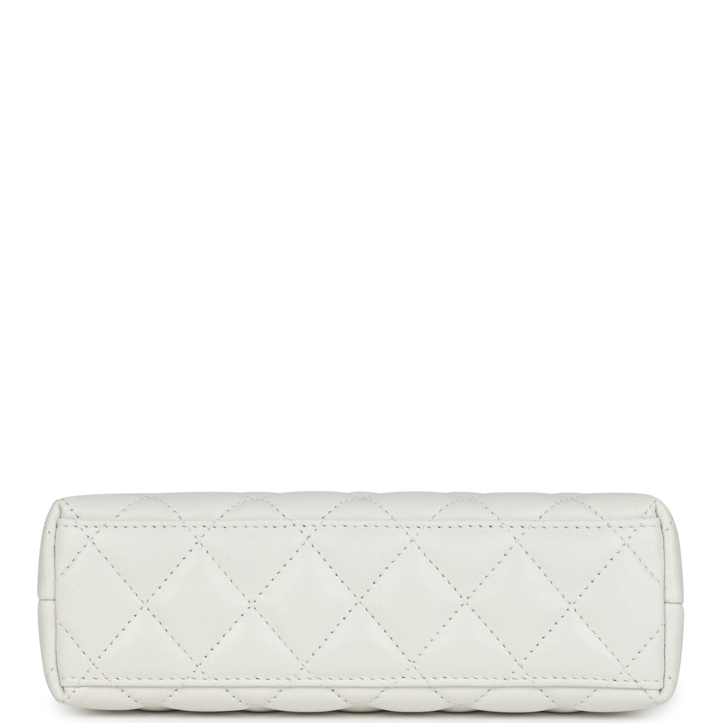 Chanel Small Kelly Shopper White Shiny Aged Calfskin Brushed Gold Hardware