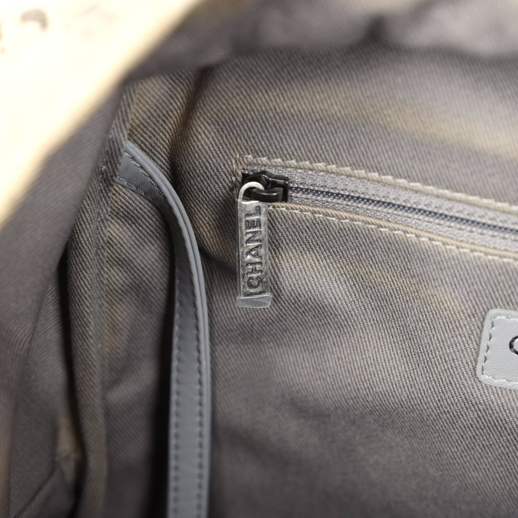 Chanel Graffiti Backpack Beige Multicolored Canvas Silver Hardware