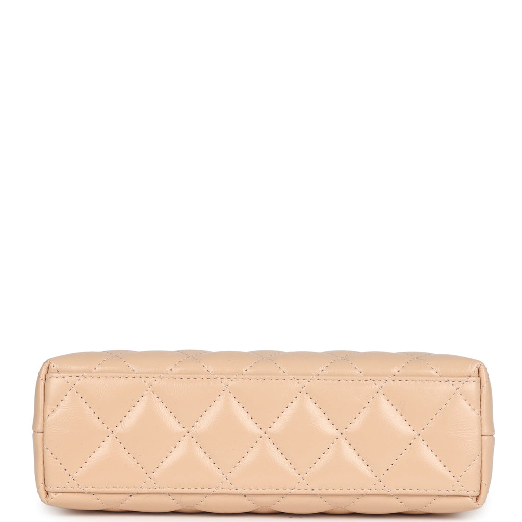Chanel Small Kelly Shopper Beige Shiny Aged Calfskin Brushed Gold Hardware