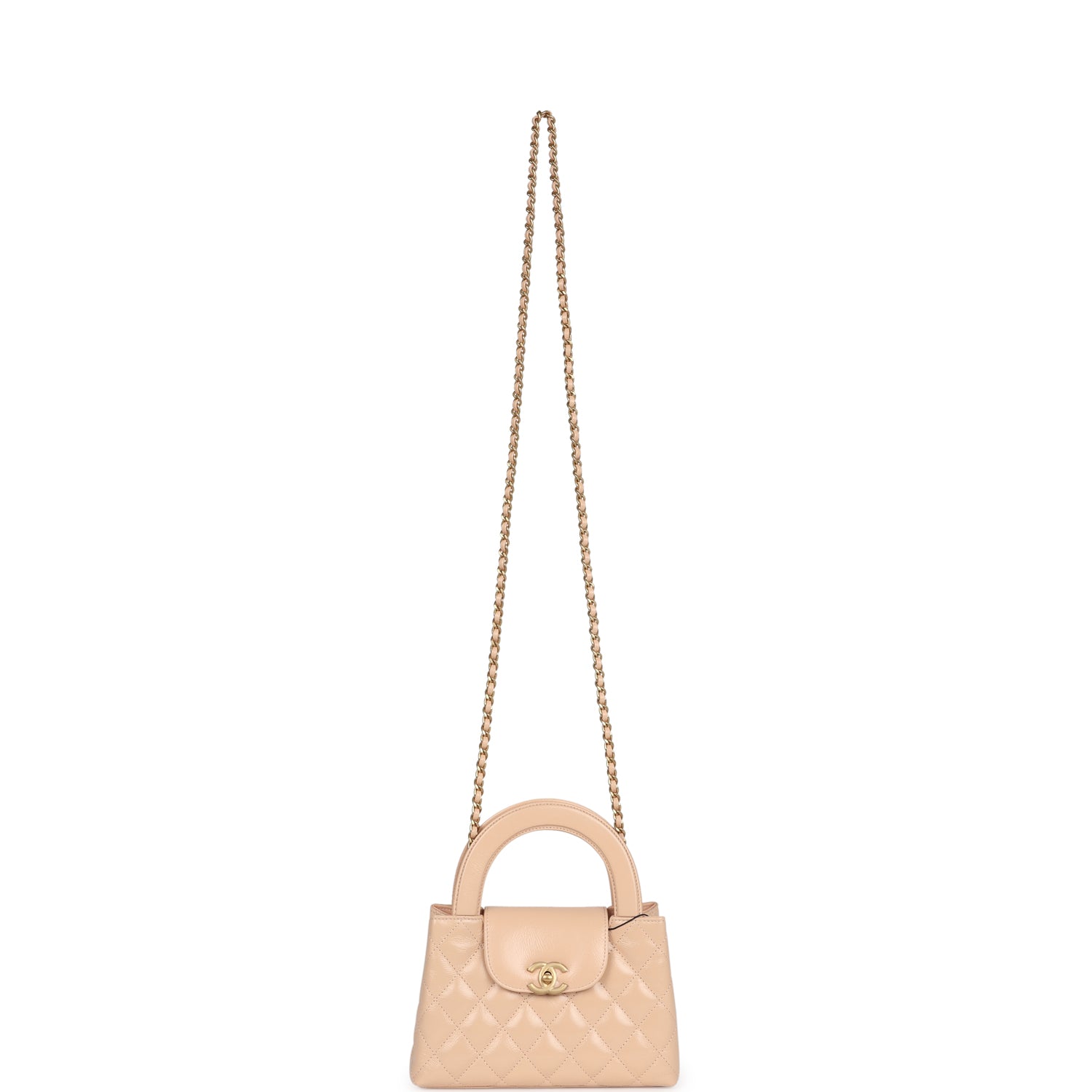 Chanel Small Kelly Shopper Beige Shiny Aged Calfskin Brushed Gold Hardware