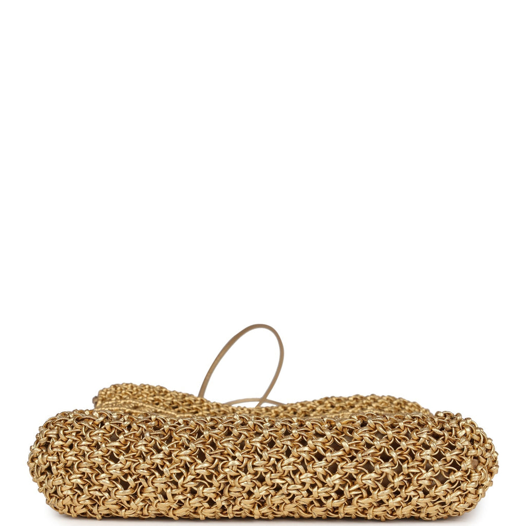 Chanel Mini 22 Bag Metallic Gold Macrame Calfskin Gold Hardware