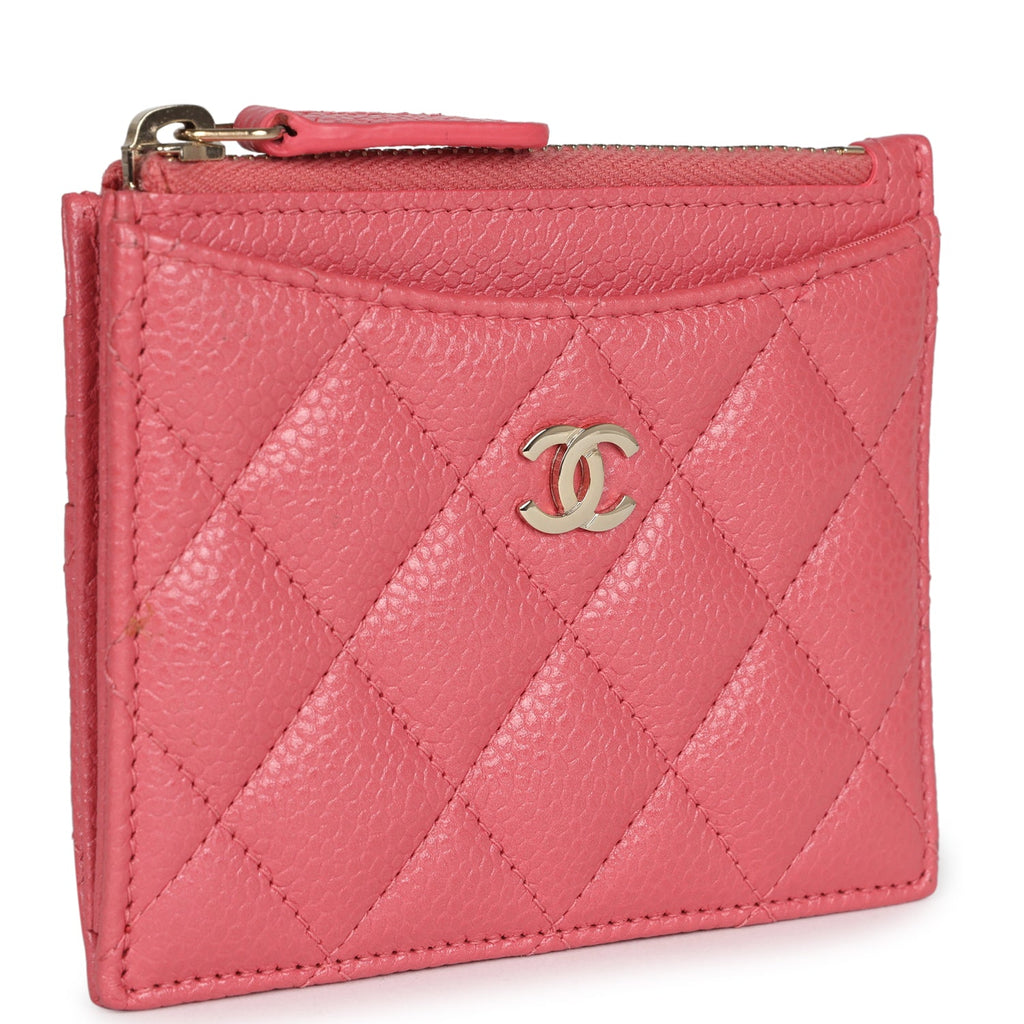Chanel Zipped  Holder Wallet Pink Caviar Gold Hardware