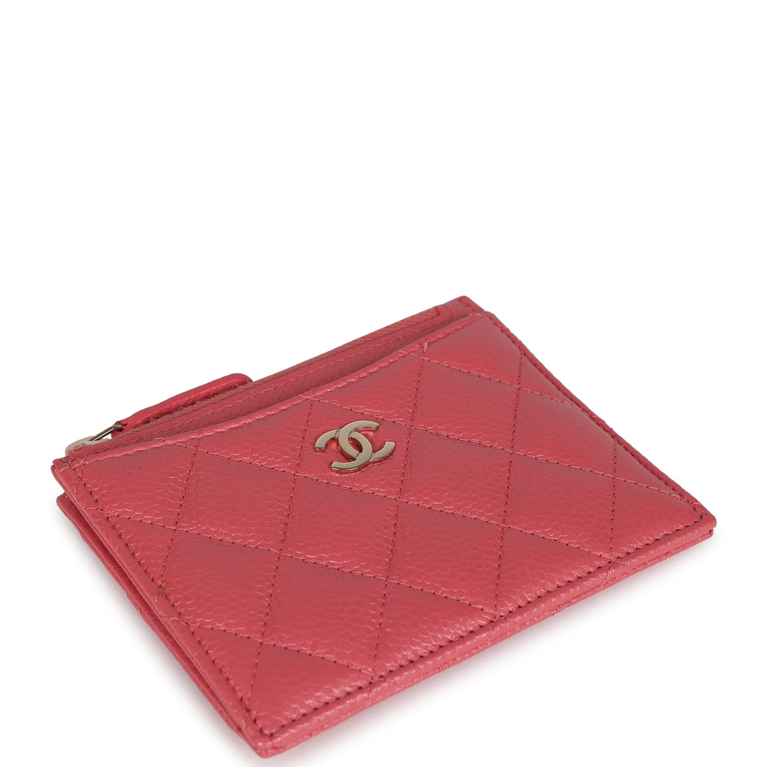 Chanel Zipped  Holder Wallet Pink Caviar Gold Hardware