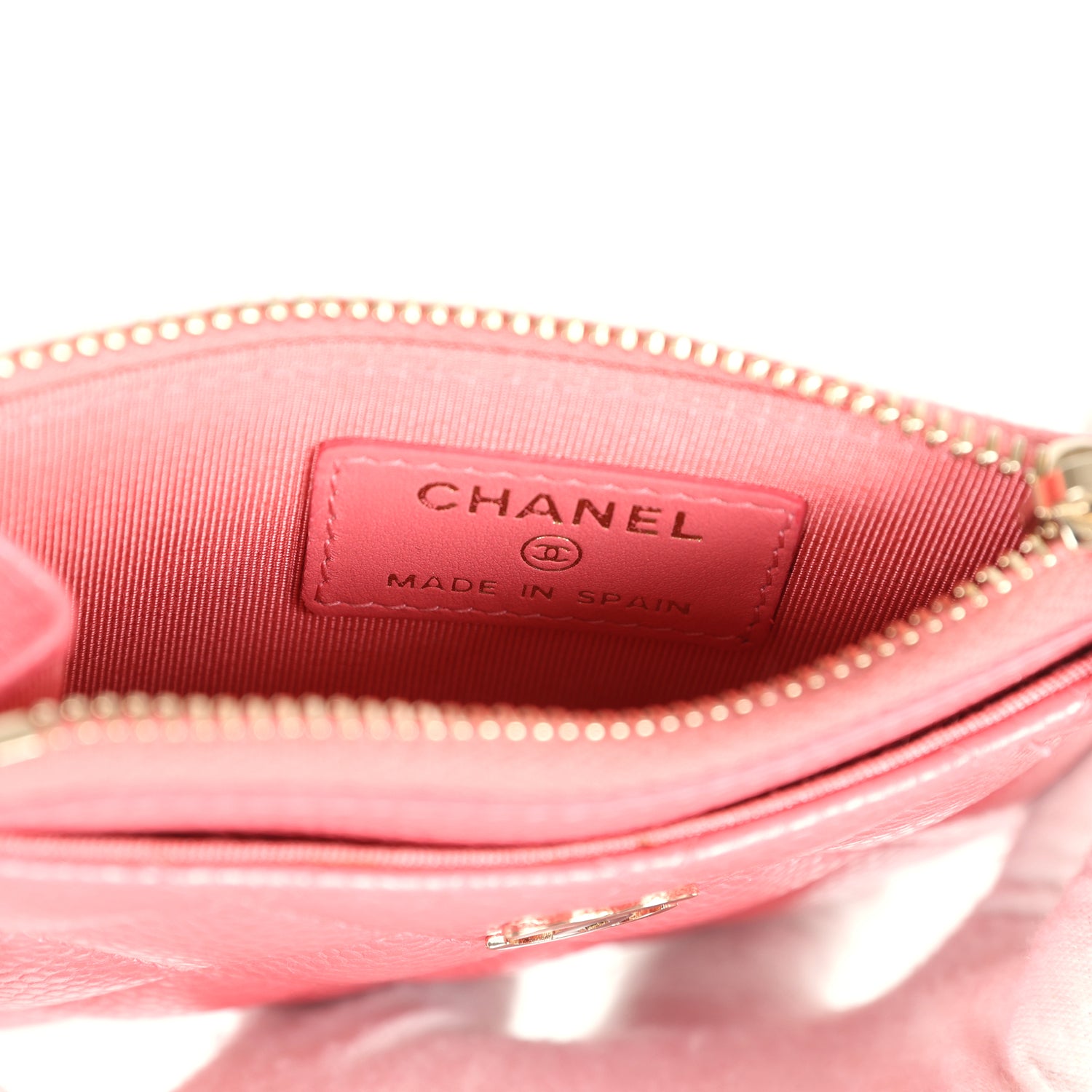 Chanel Zipped  Holder Wallet Pink Caviar Gold Hardware