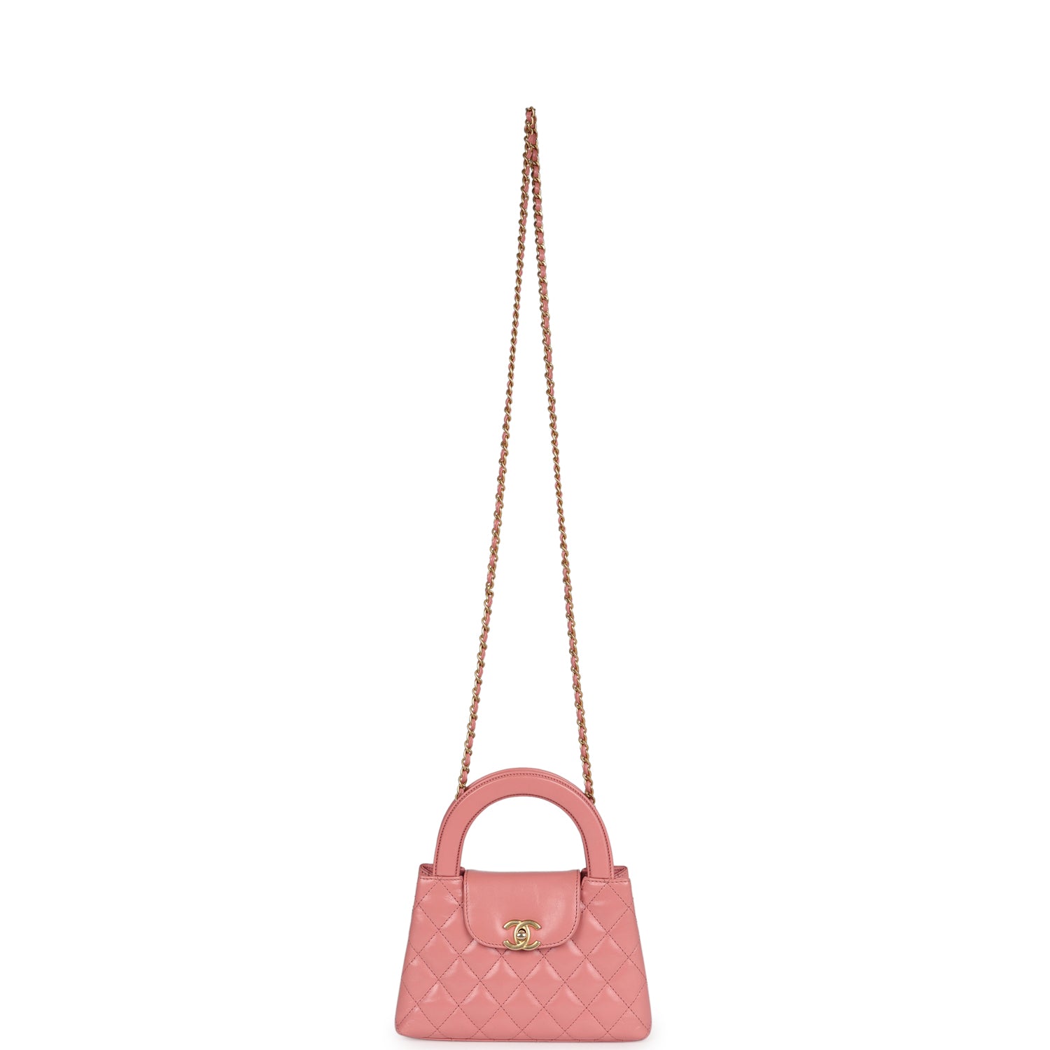 Chanel Small Kelly Shopper Pink Shiny Aged Calfskin Brushed Gold Hardware