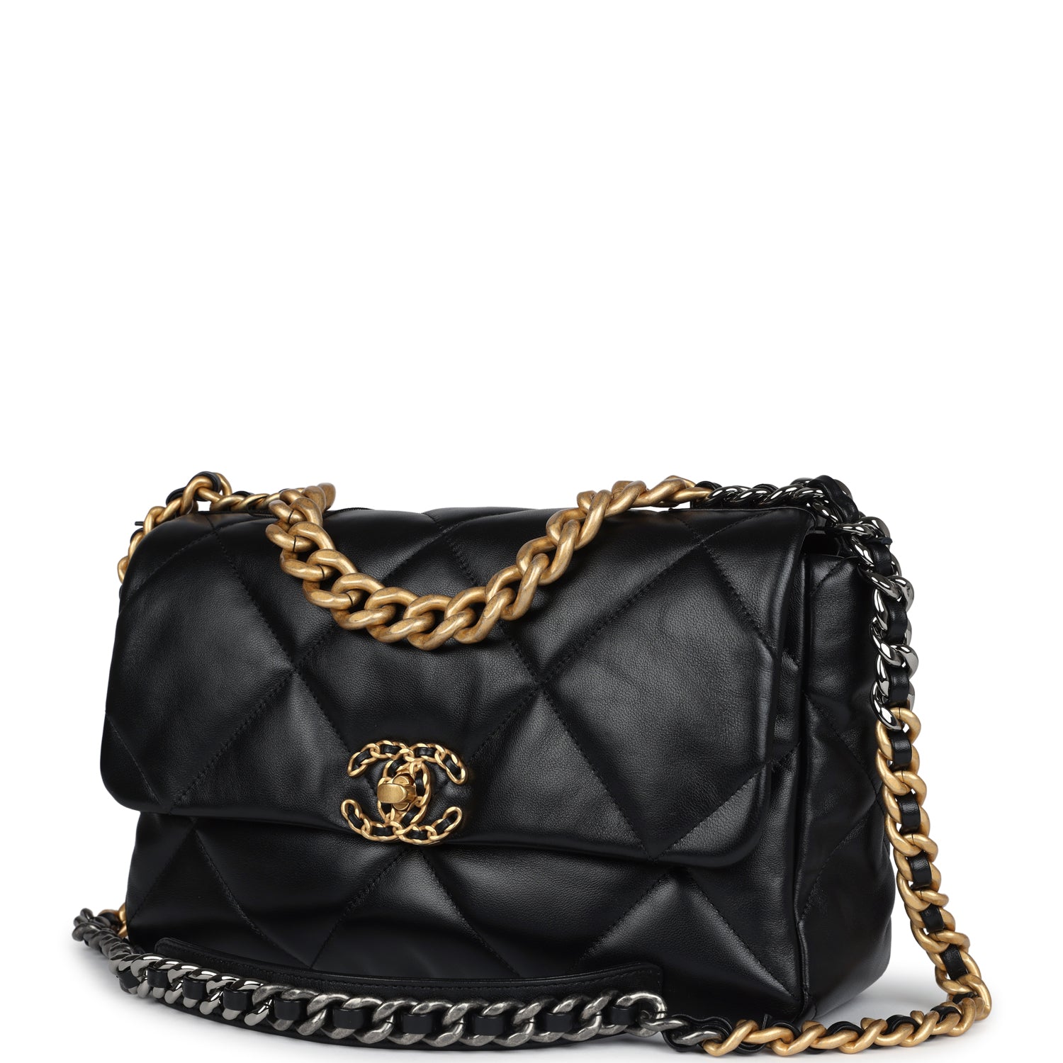 Chanel Large 19 Flap Bag Black Lambskin Mixed Metal Hardware