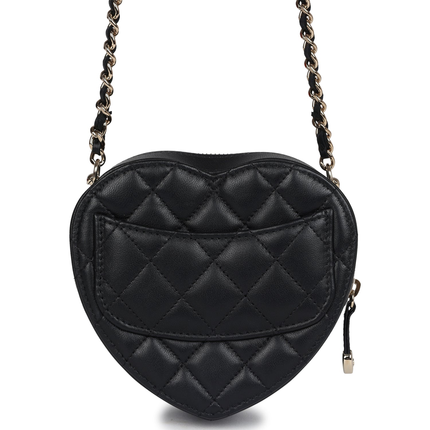 Chanel CC In Love Heart Clutch with Chain Black Lambskin Light Gold Hardware