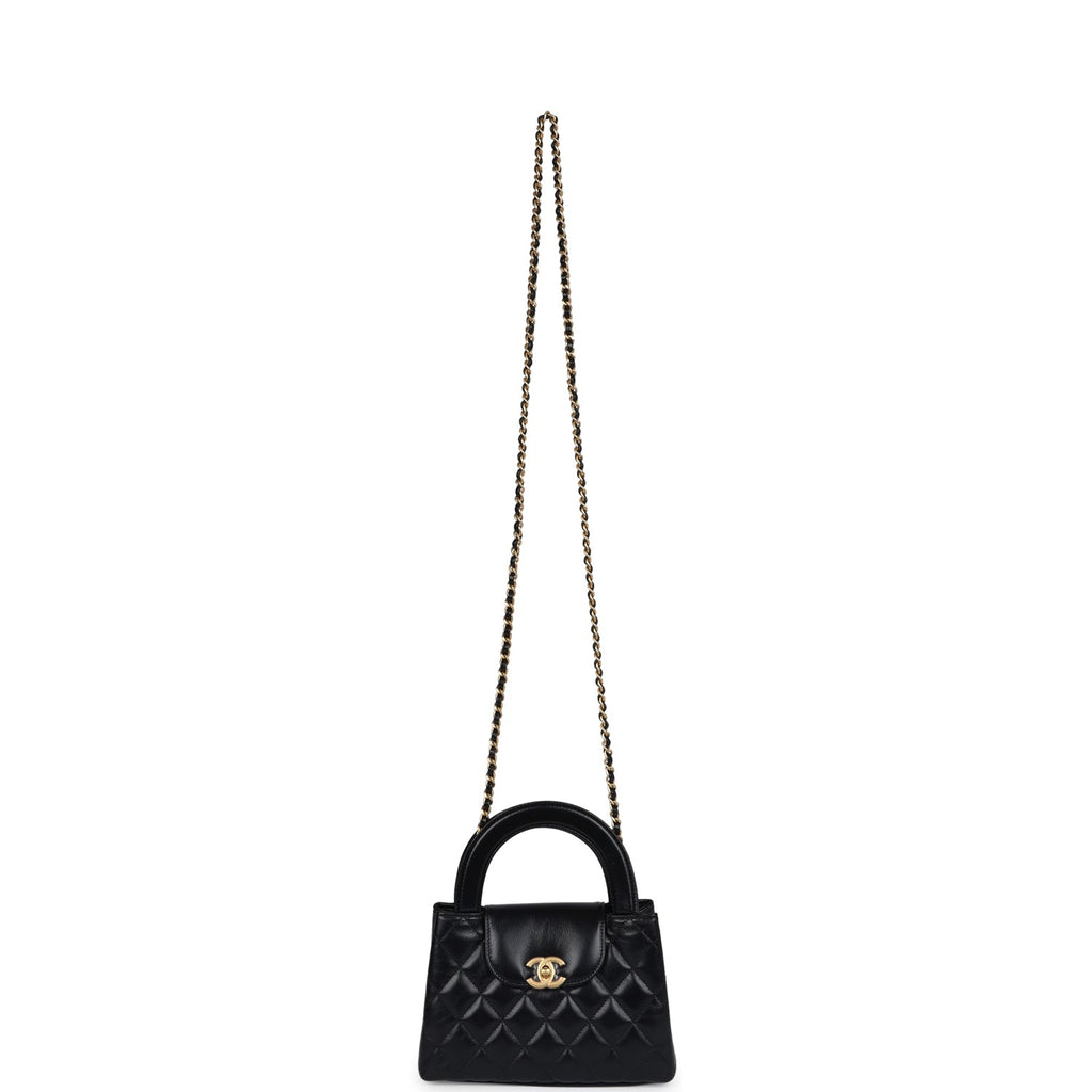 Chanel Small Kelly Shopper Black Shiny Aged Calfskin Brushed Gold Hardware