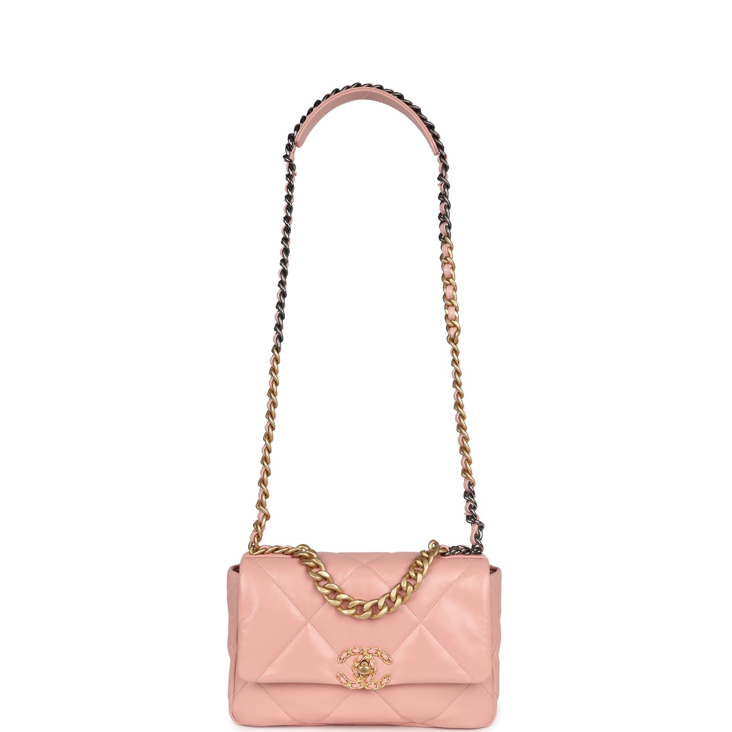 Chanel Medium 19 Flap Bag Pink Lambskin Mixed Metal Hardware