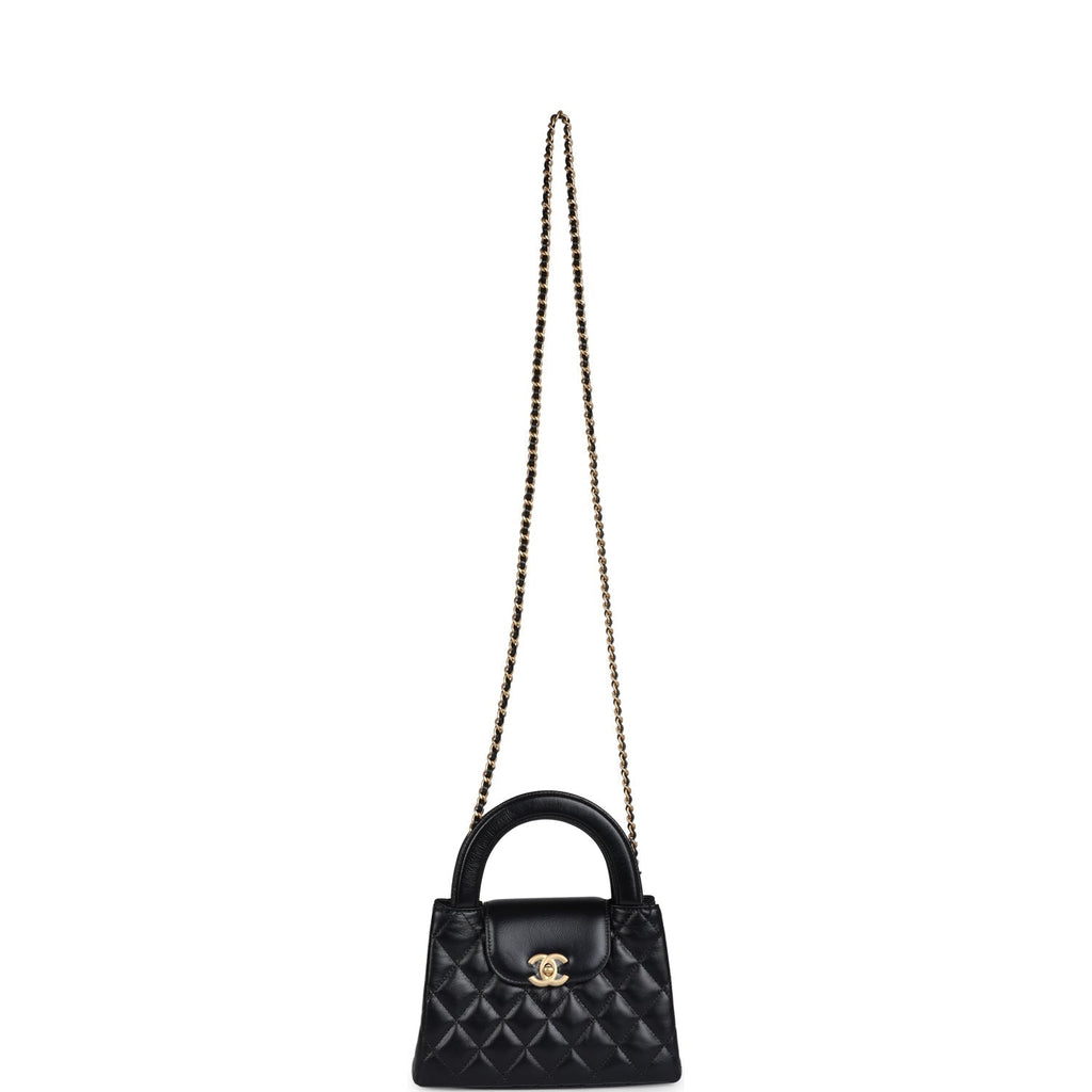 Chanel Small Kelly Shopper Black Shiny Aged Calfskin Brushed Gold Hardware