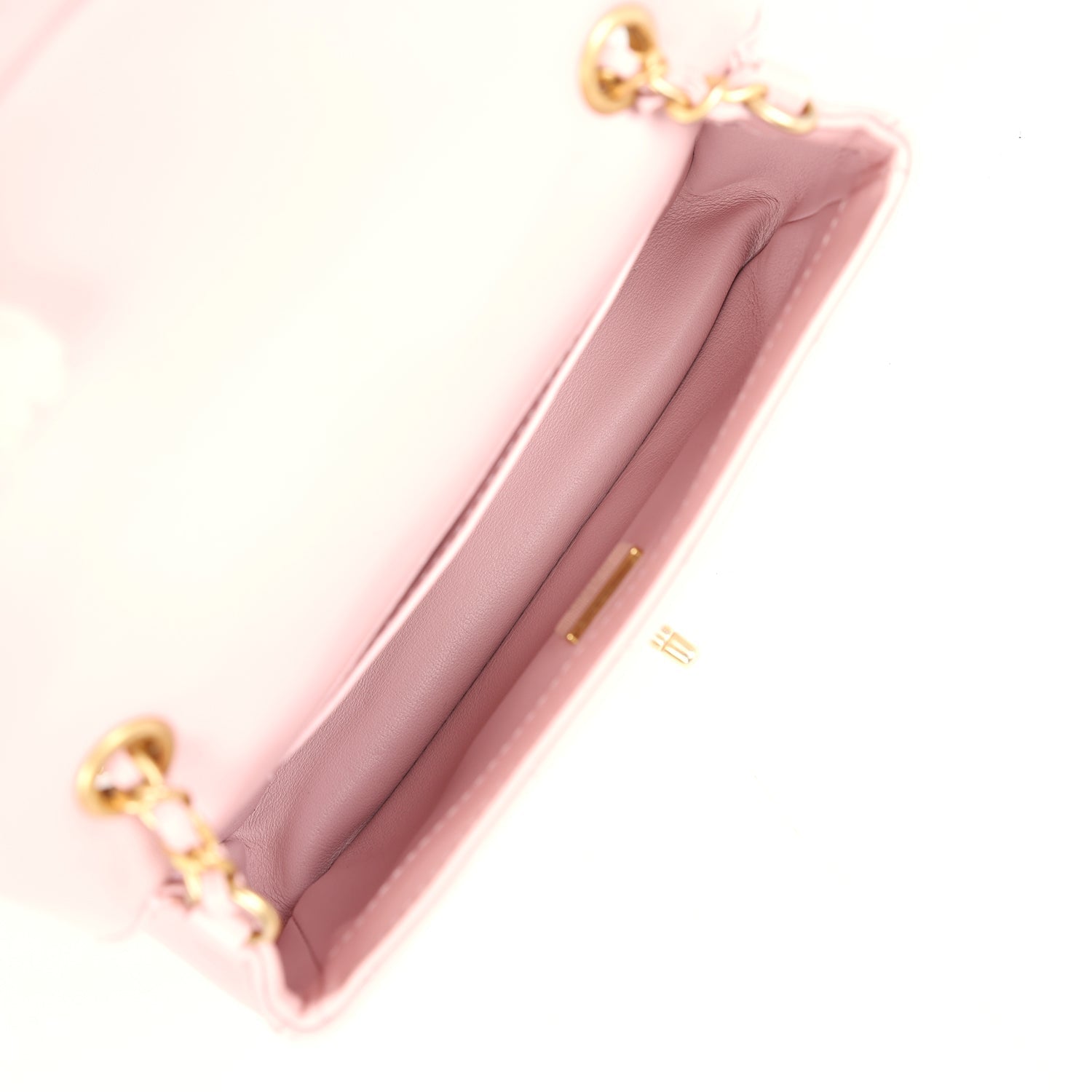 Chanel Mini Rectangular Flap Bag with Heart Chain Pink Lambskin Antique Gold Hardware