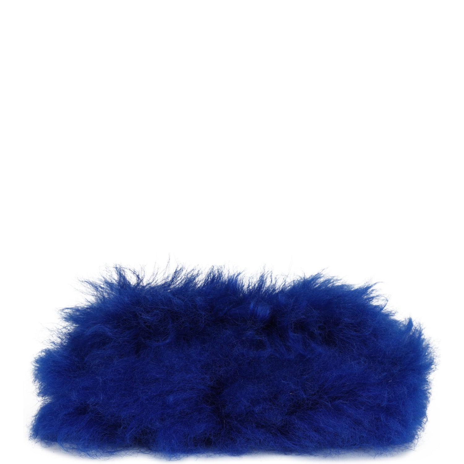 Chanel Mini Clutch Bag Dark Blue Shearling Silver Hardware