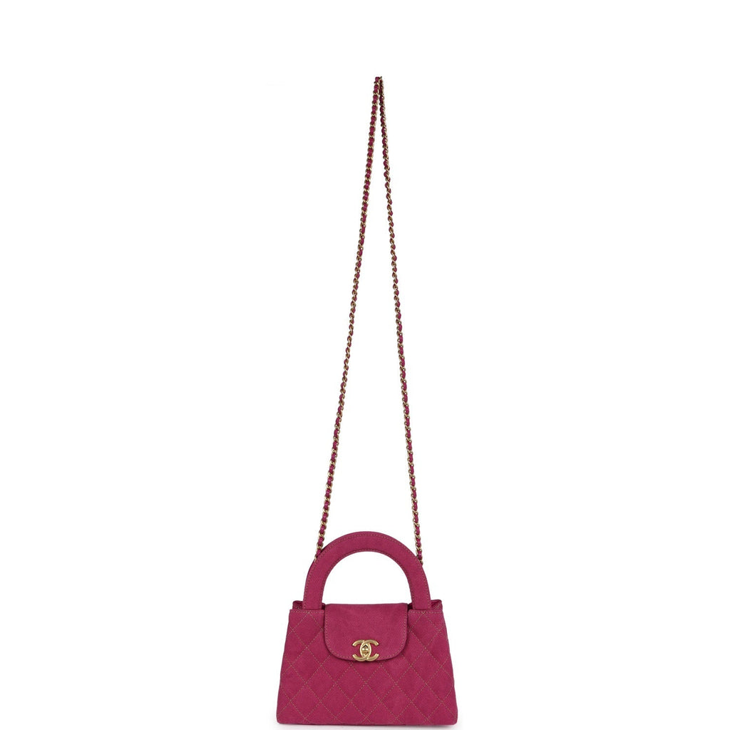 Chanel Small Kelly Shopper Pink Washed Denim Brushed Gold Hardware