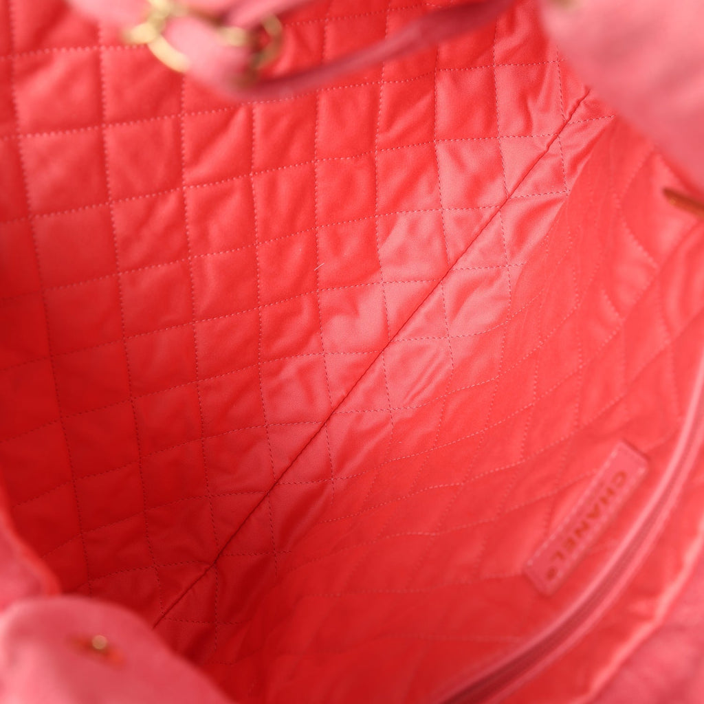 Chanel Small 22 Bag Light Red Washed Denim Gold Hardware