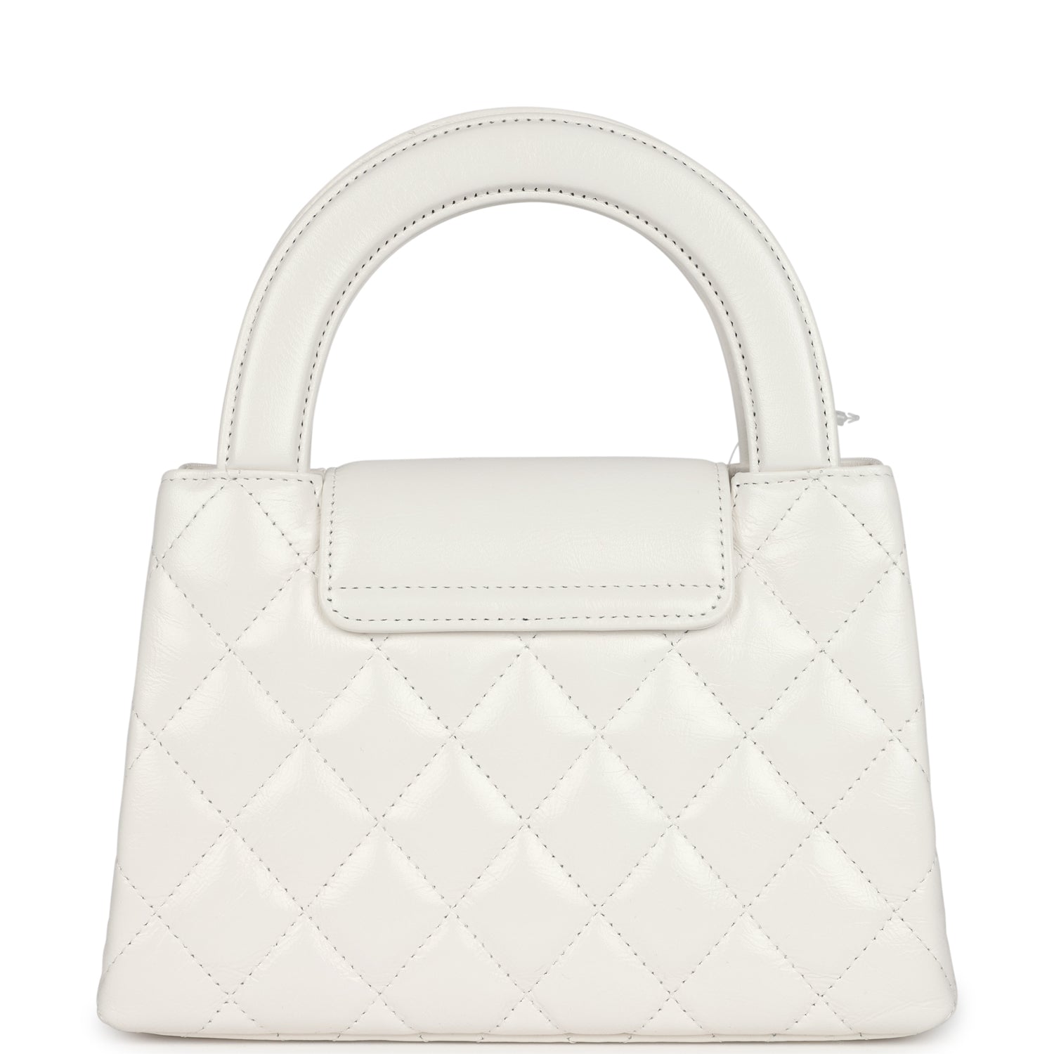 Chanel Small Kelly Shopper White Shiny Aged Calfskin Brushed Gold Hardware