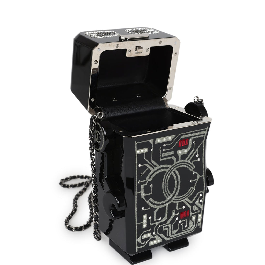 Chanel Limited Edition Robot Minaudière Bag Black Plexiglass and Crystals Ruthenium Hardware