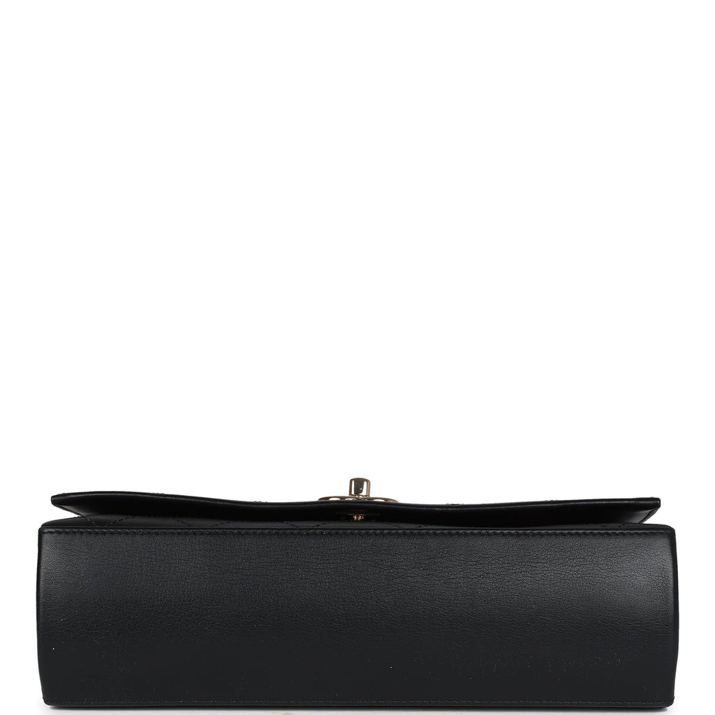 Chanel Flap Bag Black Calfskin Light Gold Hardware