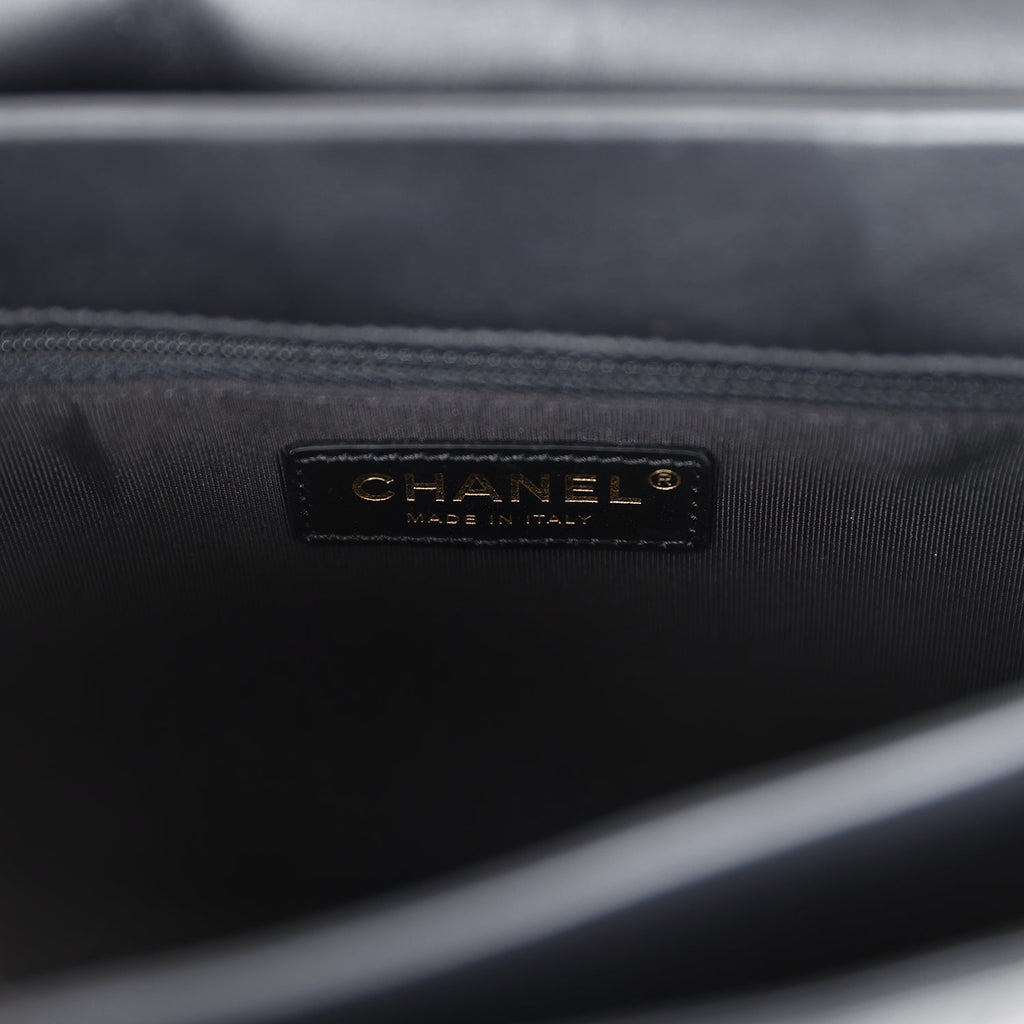 Chanel Flap Bag Black Calfskin Light Gold Hardware