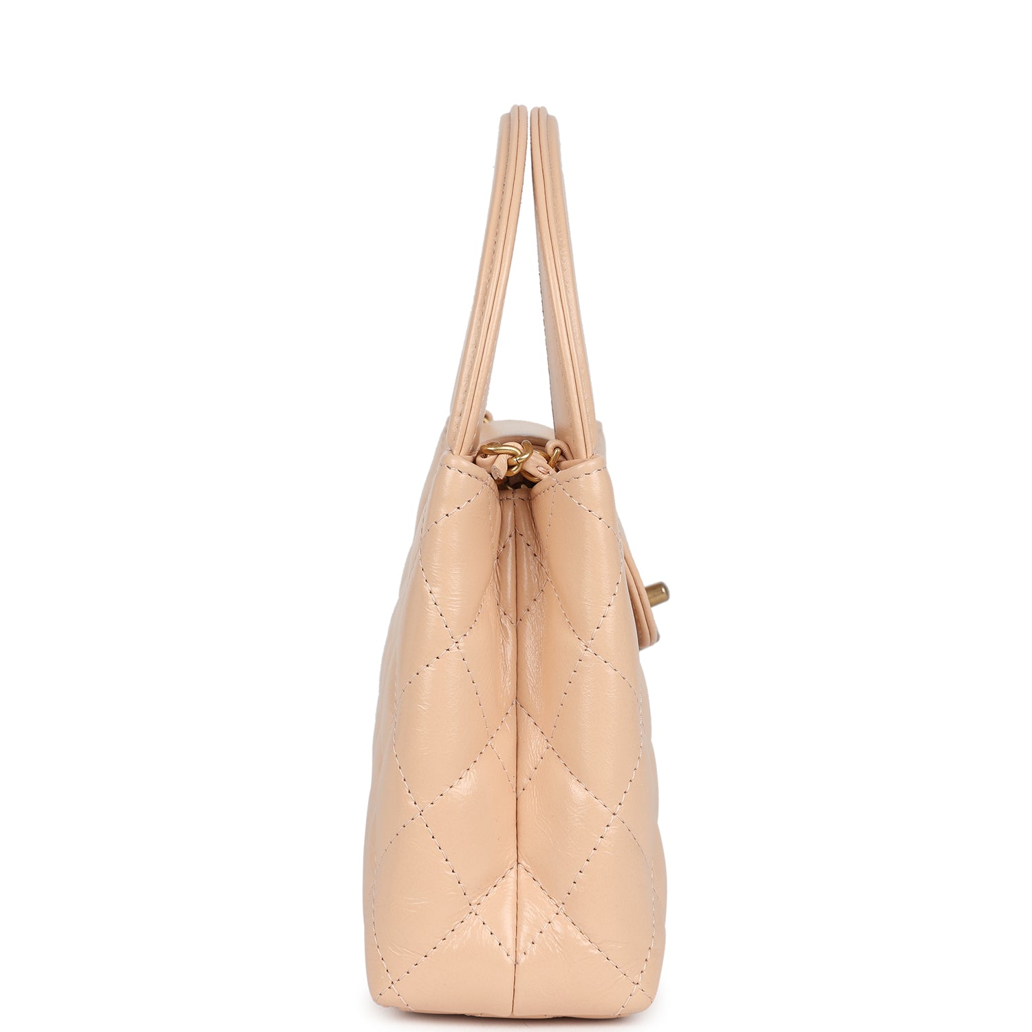 Chanel Small Kelly Shopper Beige Shiny Aged Calfskin Brushed Gold Hardware