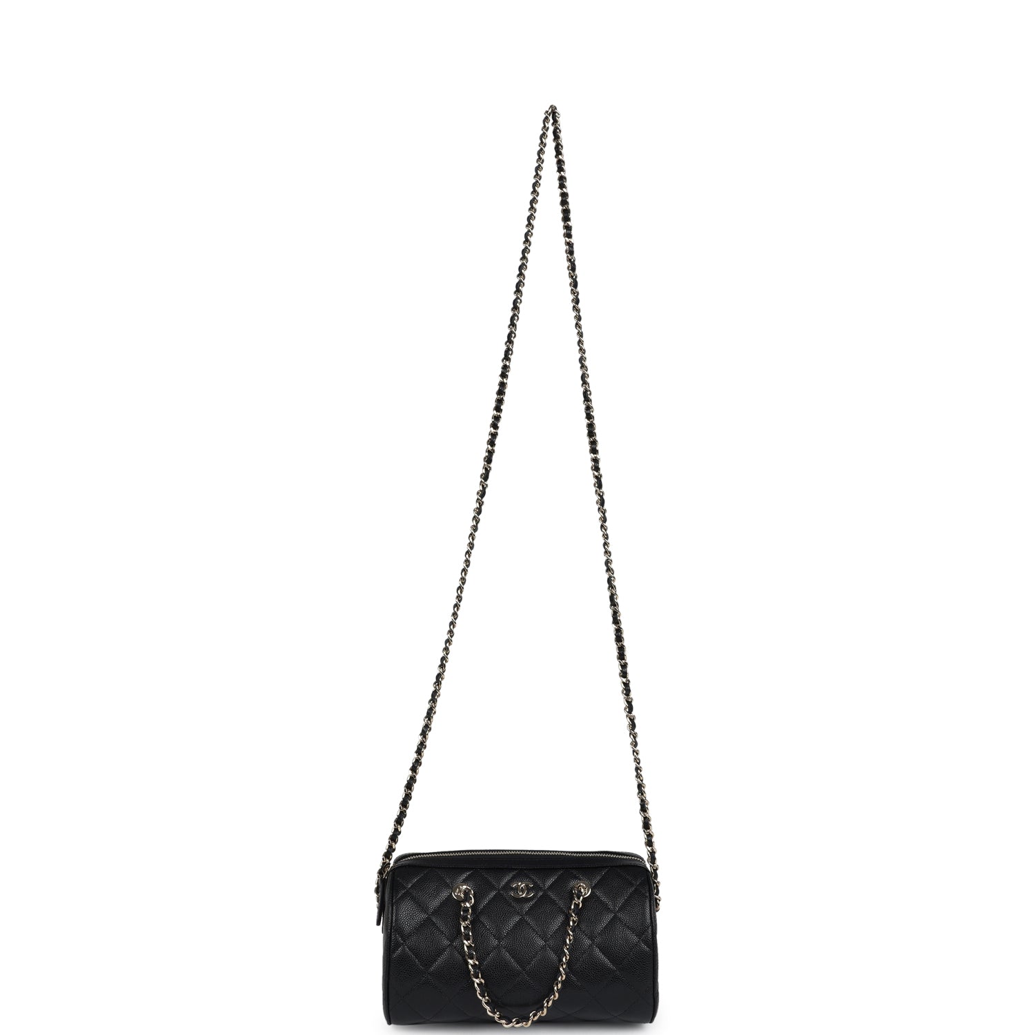 Chanel Mini Timeless Classic Barrel Bag with Chain Black Shiny Caviar Light Gold Hardware