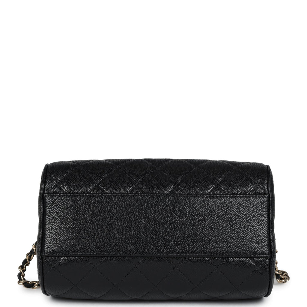 Chanel Mini Timeless Classic Barrel Bag with Chain Black Shiny Caviar Light Gold Hardware