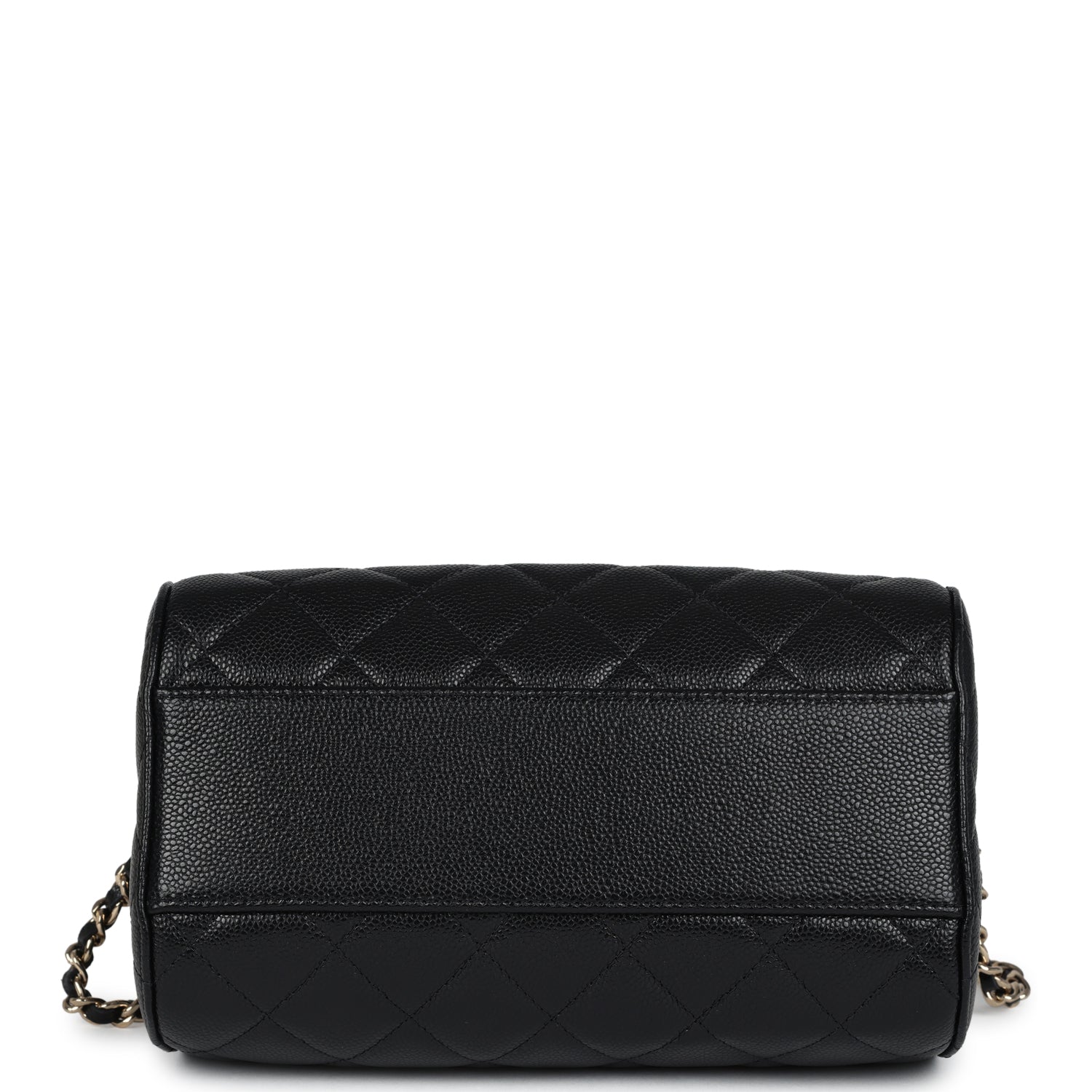 Chanel Mini Timeless Classic Barrel Bag with Chain Black Shiny Caviar Light Gold Hardware